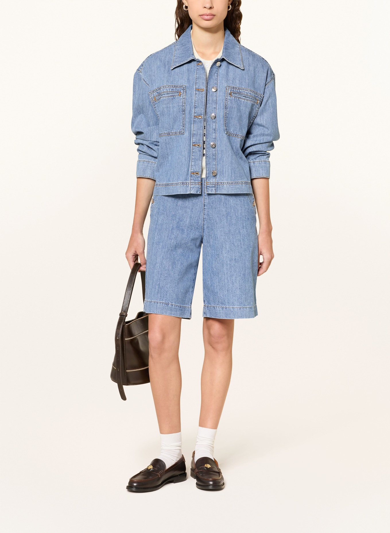 CLAUDIE PIERLOT szorty jeansowe: D052 LIGHT BLUE DENIM