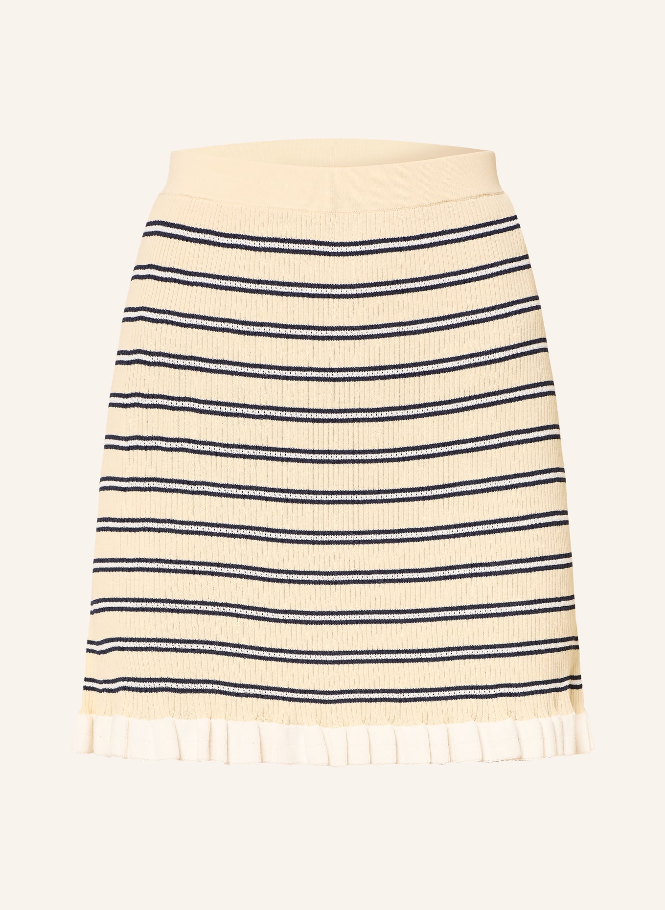 CLAUDIE PIERLOT Sukienka z dzianiny z falbanami: JASNOŻÓŁTY / BIAŁY / CZARNY