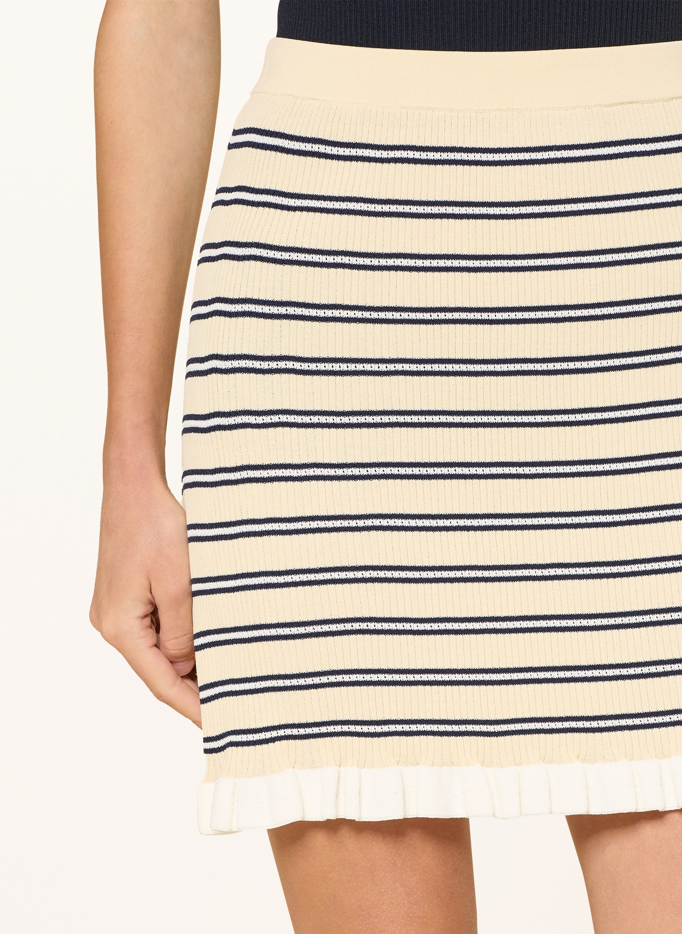 CLAUDIE PIERLOT Sukienka z dzianiny z falbanami: JASNOŻÓŁTY / BIAŁY / CZARNY