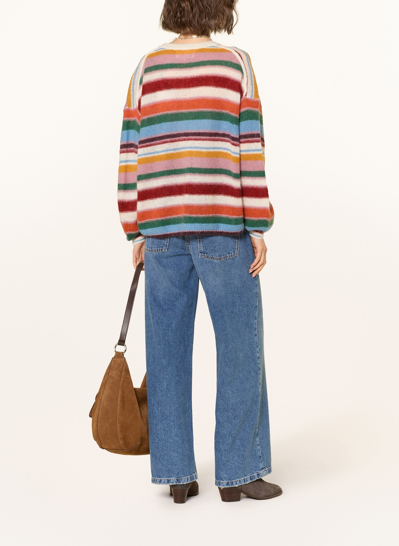 ba&sh Svetr SERENA: KRÉMOVÁ / ČERVENÁ / TMAVĚ MODRÁ