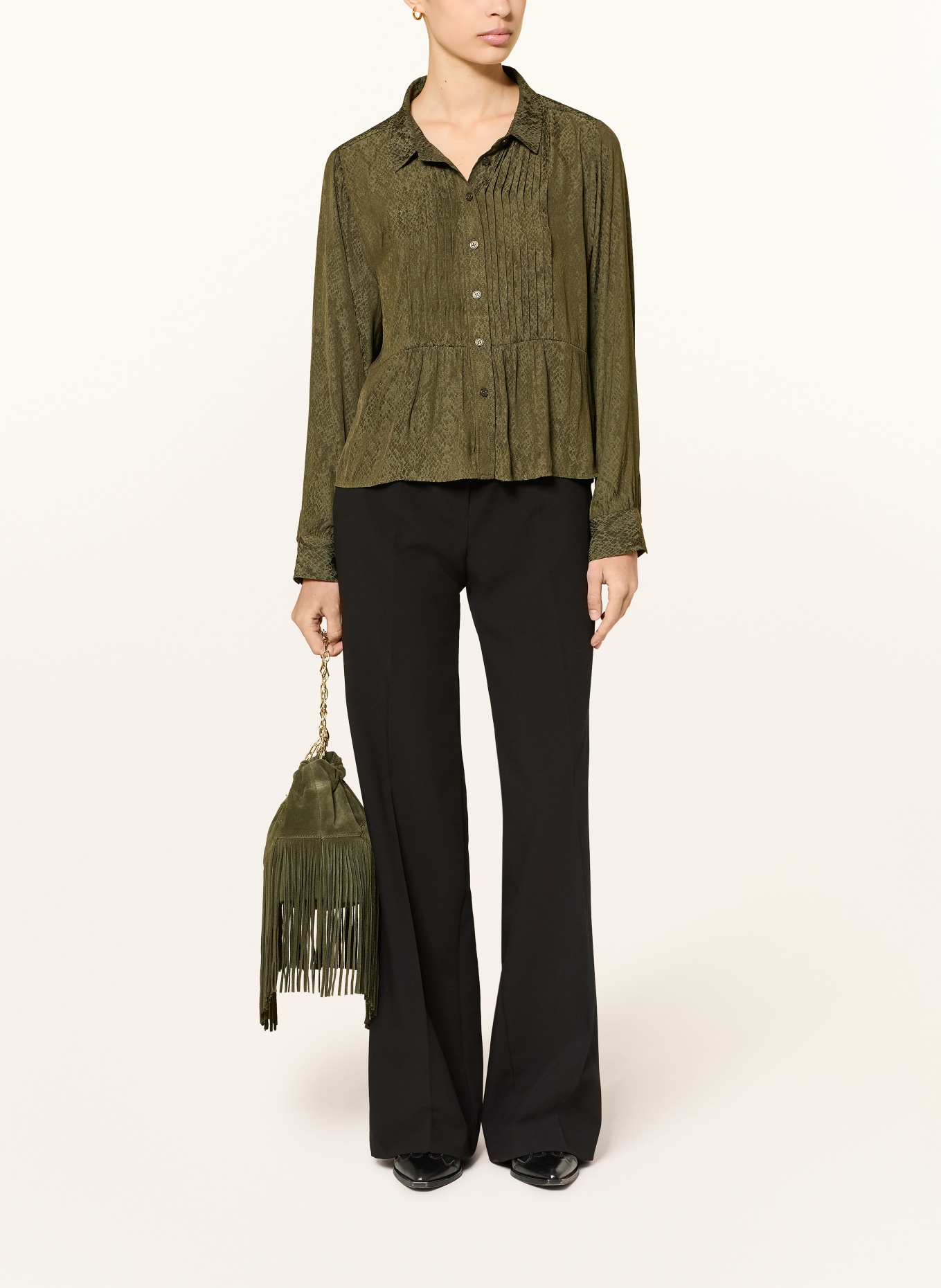 ba&sh Hemdbluse RIATA mit Plissees: OLIV