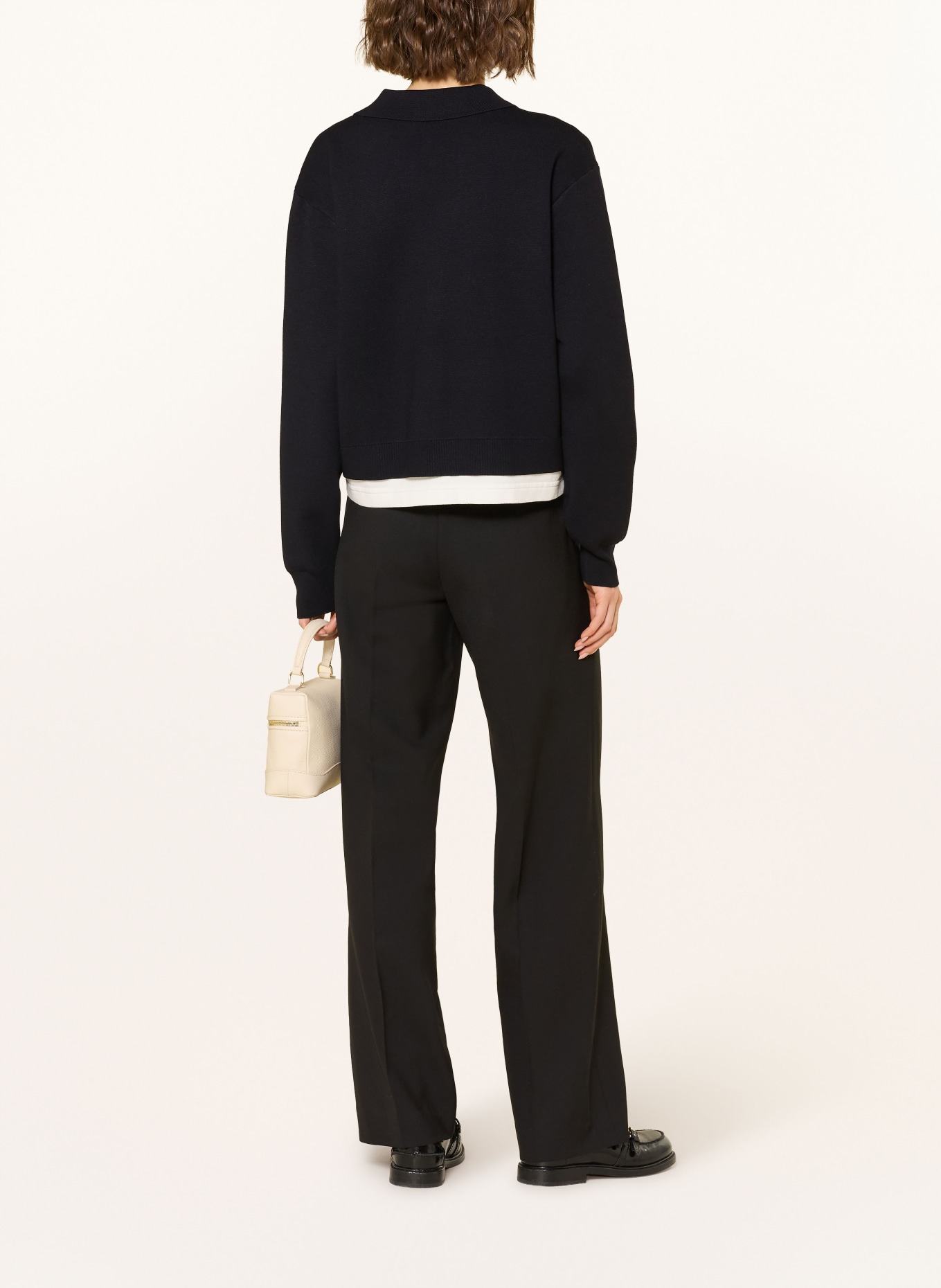 SANDRO Pullover im Materialmix: DUNKELBLAU / WEISS