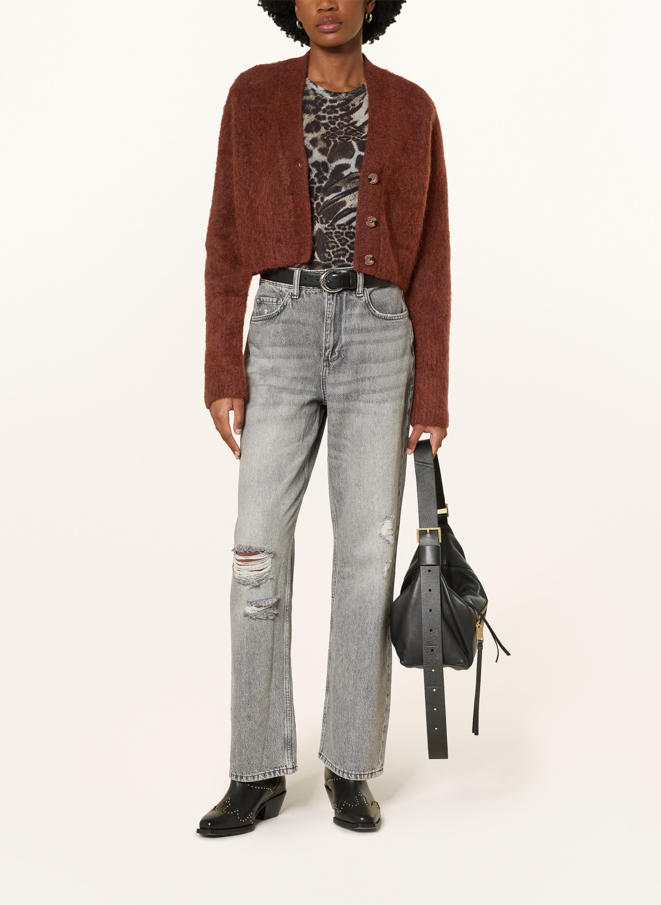 ALLSAINTS Svetr RUBI WICK s mohérem: HNĚDÁ