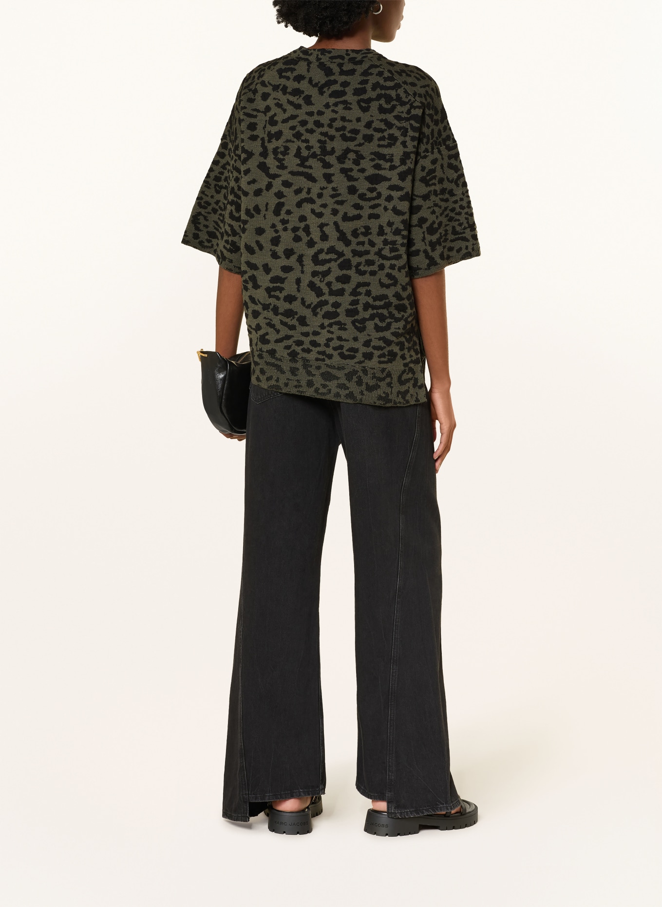 ALLSAINTS Pletené tričko LENNY: TMAVĚ ZELENÁ / ČERNÁ