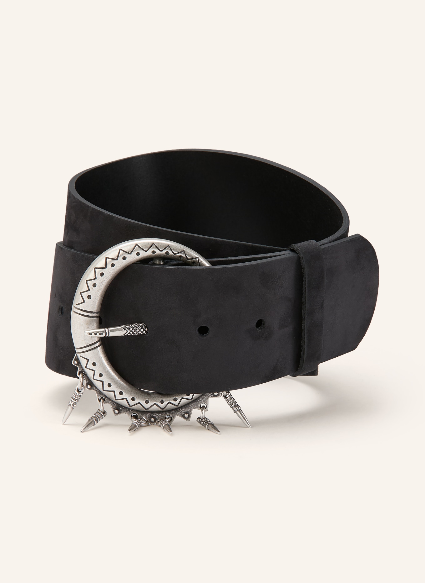 ba&sh Kožený opasek BRUNA: ČERNÁ / STŘÍBRNÁ