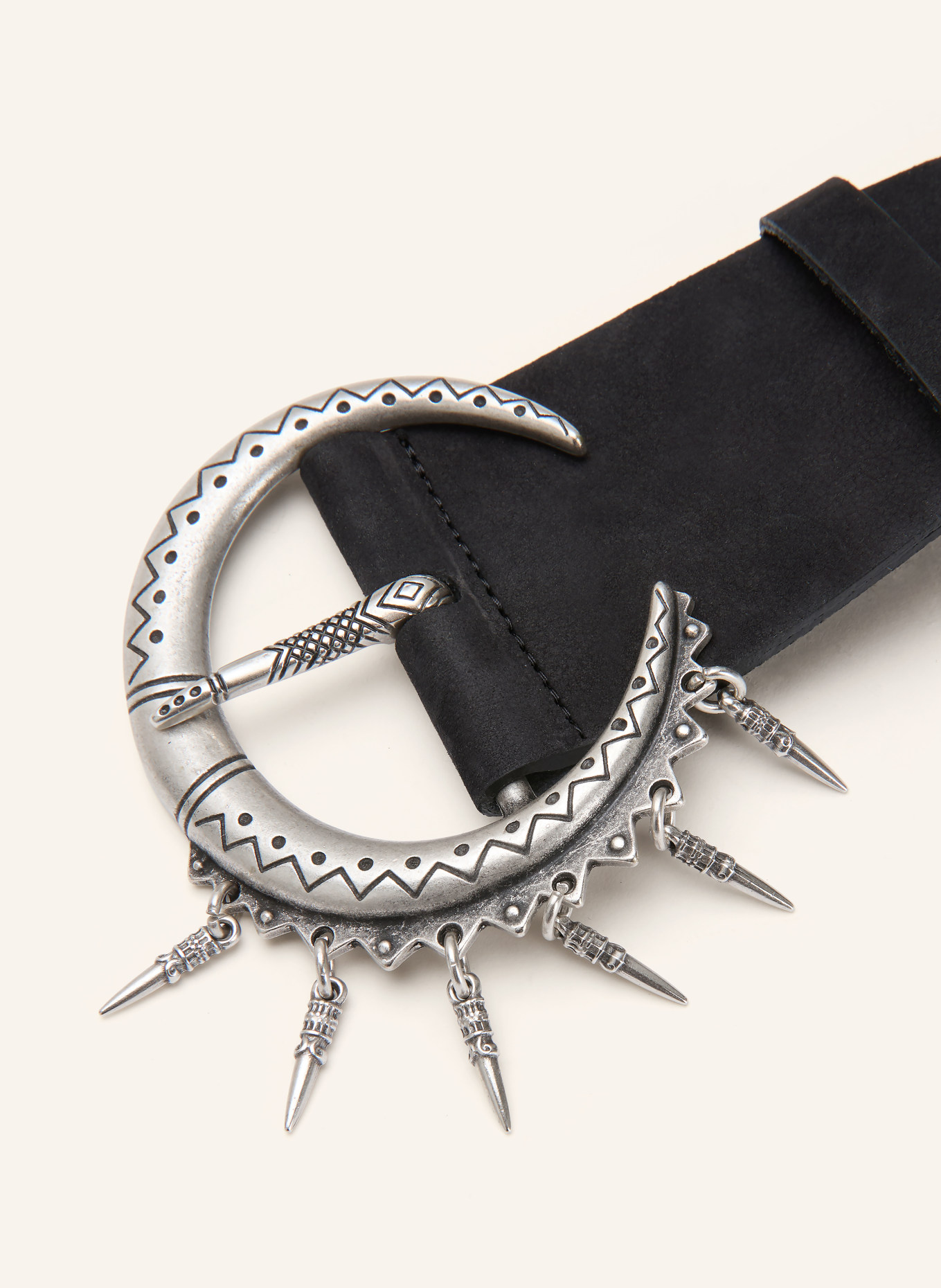 ba&sh Kožený opasek BRUNA: ČERNÁ / STŘÍBRNÁ