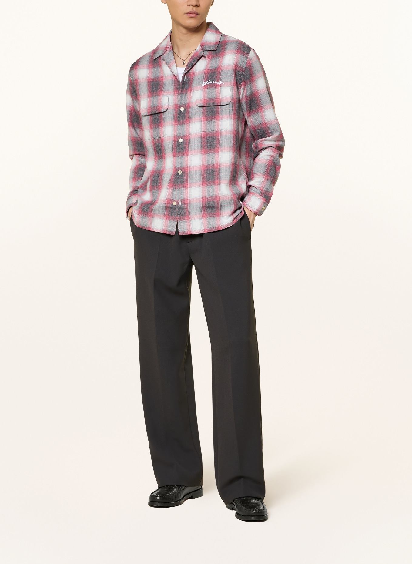 ALLSAINTS Koszula SHAMS Regular Fit: JASNOCZARY / SZARY / JASNOCZERWONY