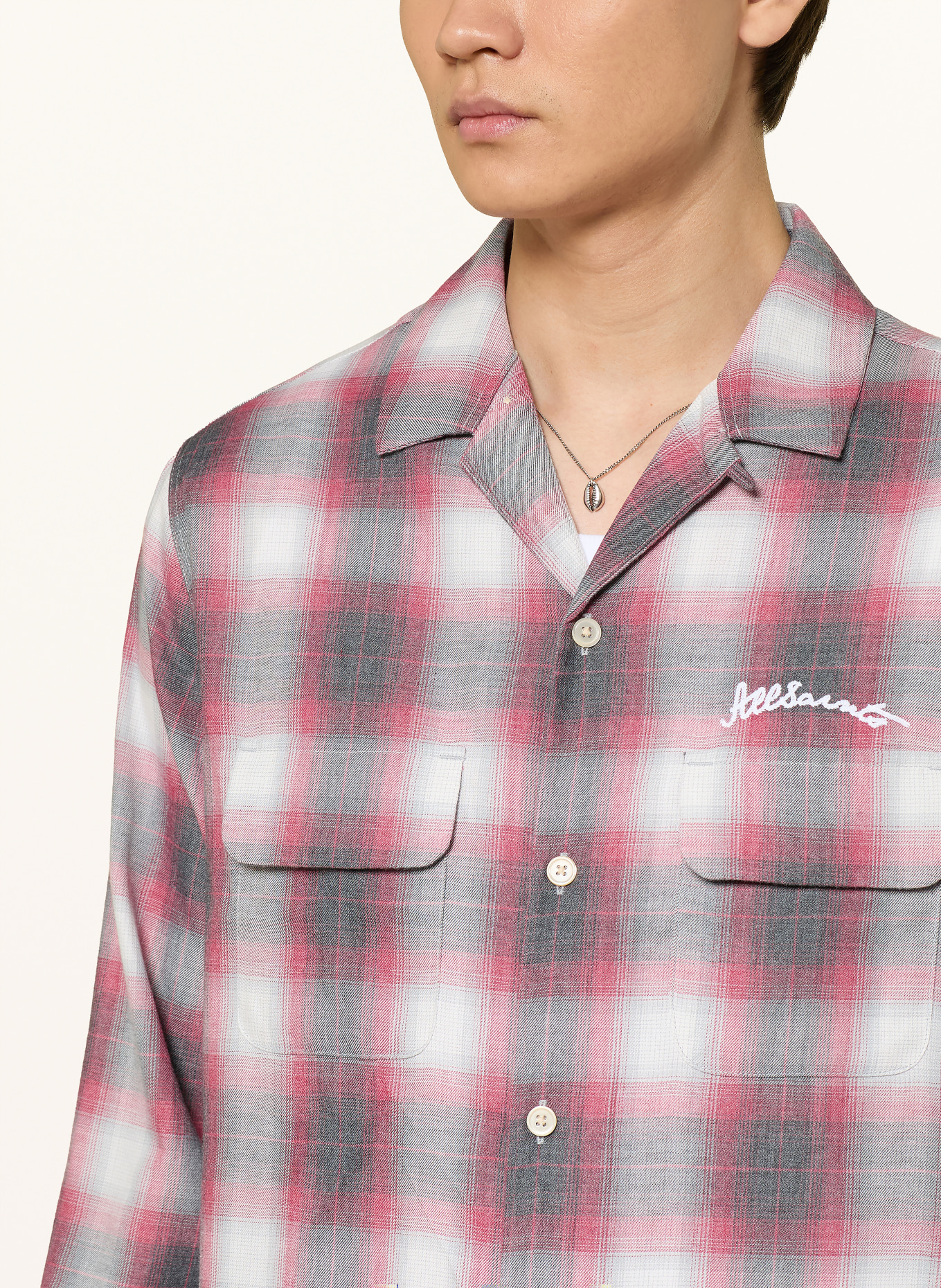 ALLSAINTS Koszula SHAMS Regular Fit: JASNOCZARY / SZARY / JASNOCZERWONY