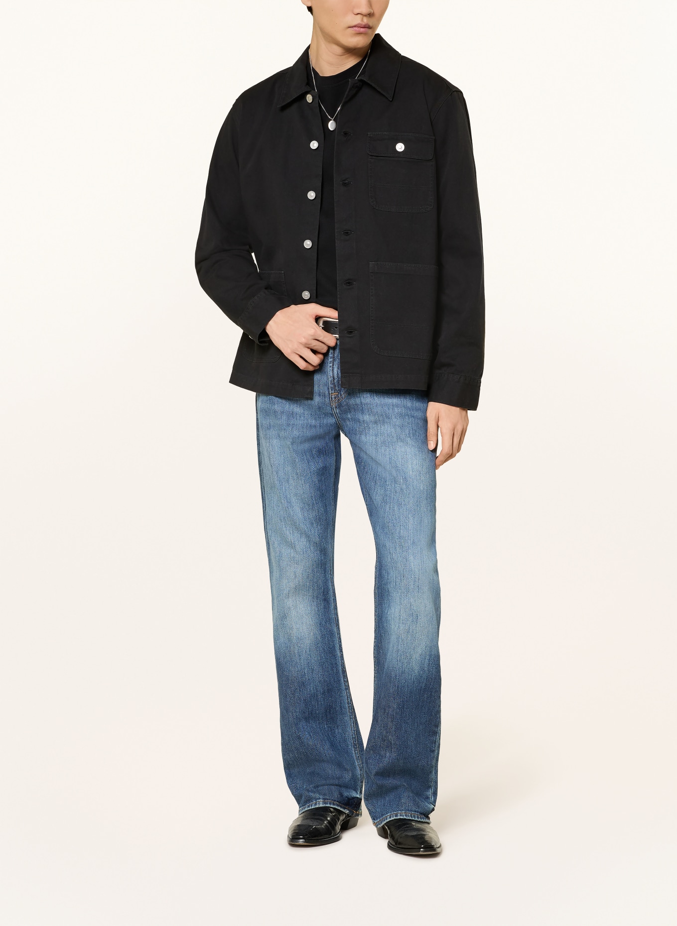 ALLSAINTS Džínová bunda NEVIS: ČERNÁ