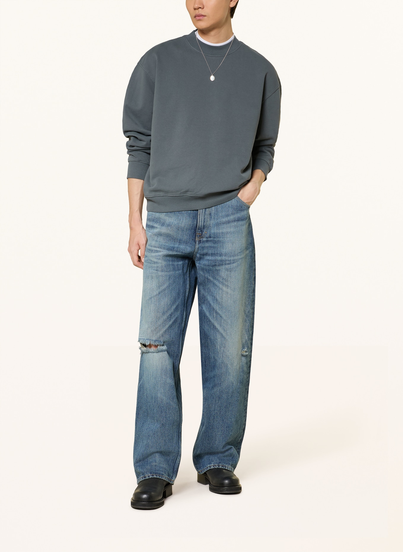 ALLSAINTS Mikina MILO: PETROLEJOVÁ