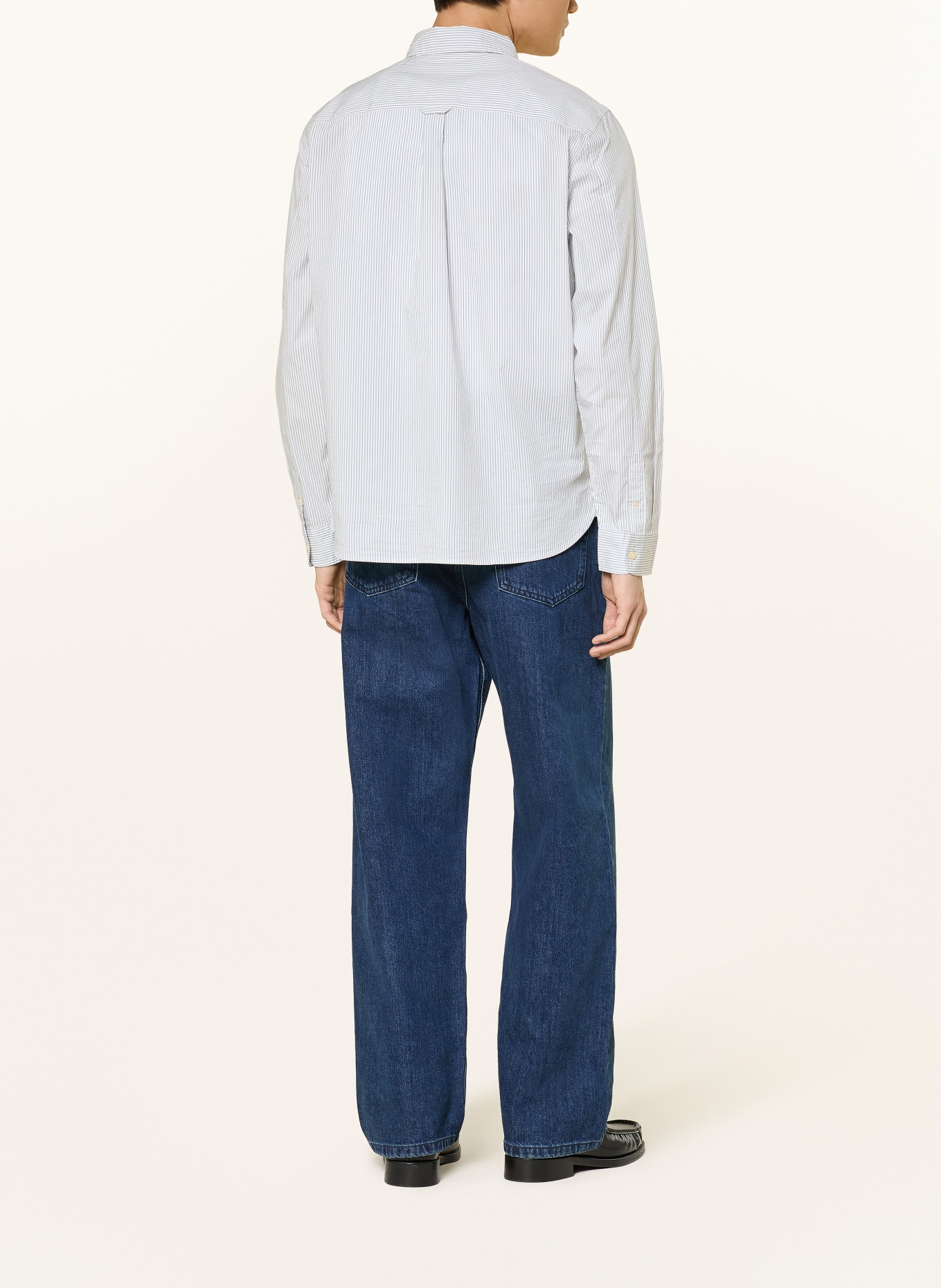 ALLSAINTS NOLAN Relaxed Fit Shirt: WHITE / DARK GRAY