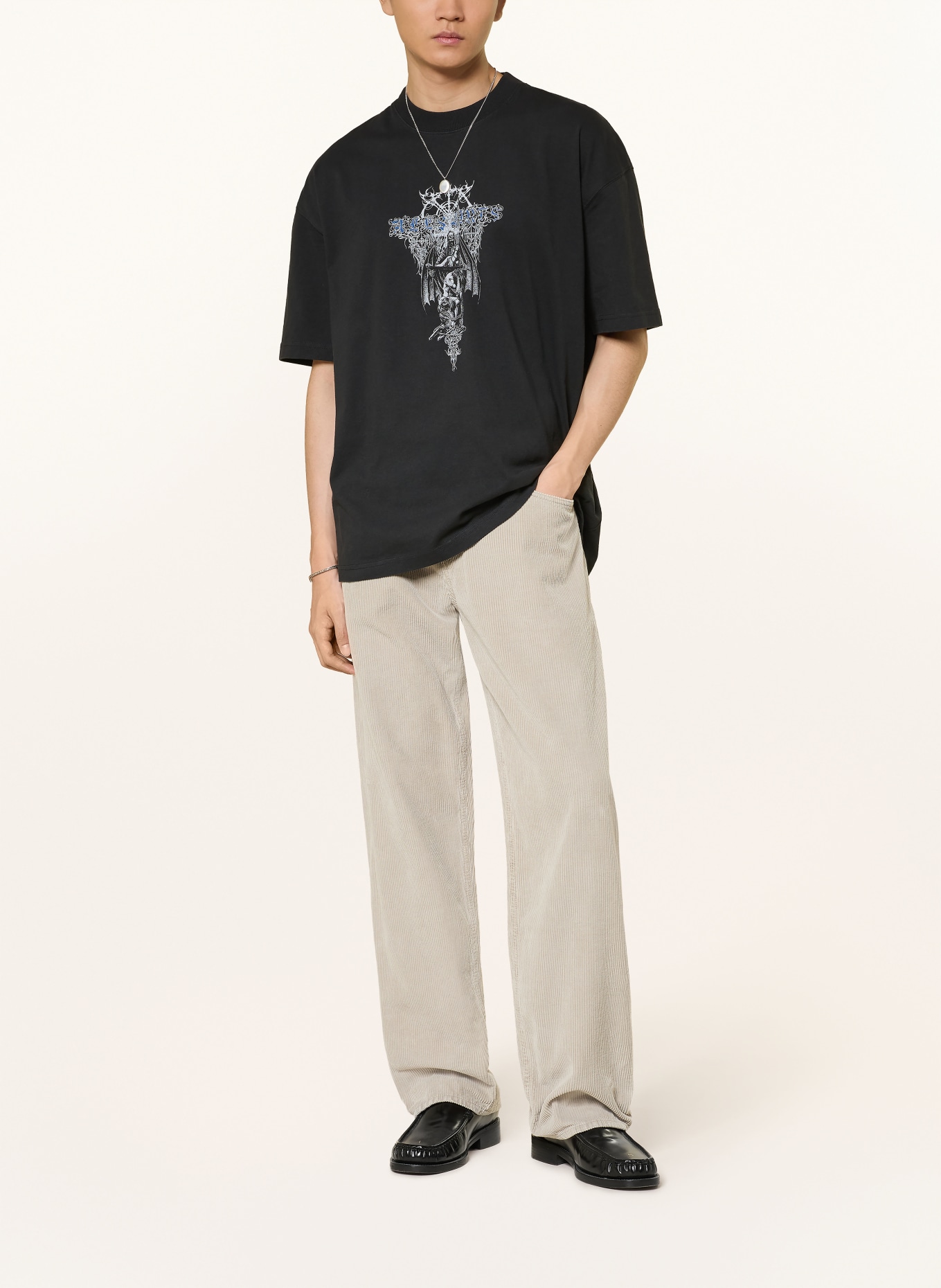 ALLSAINTS Koszulka SWORDS: CZARNY / NIEBIESKI