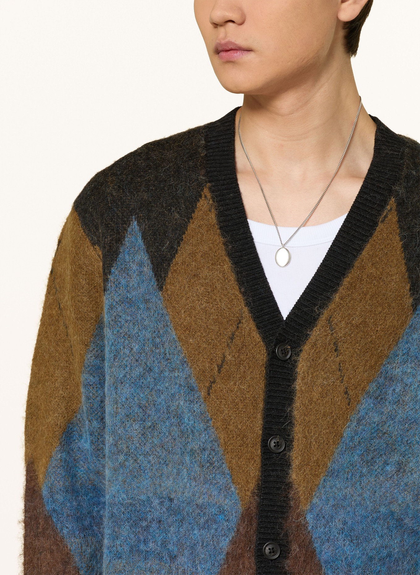 ALLSAINTS Sweter BERNIE: BRĄZOWY / NIEBIESKI / CZARNY