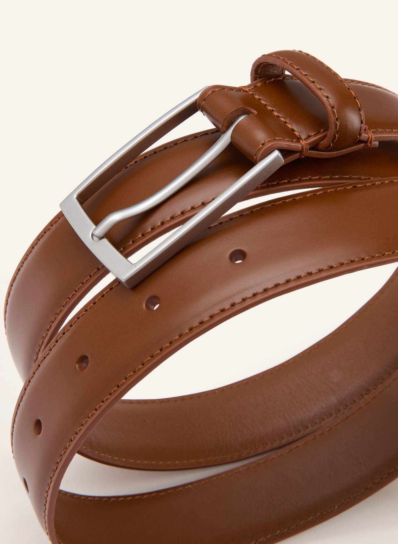 SANDRO skórzany pasek: BRĄZOWY / SREBRNY