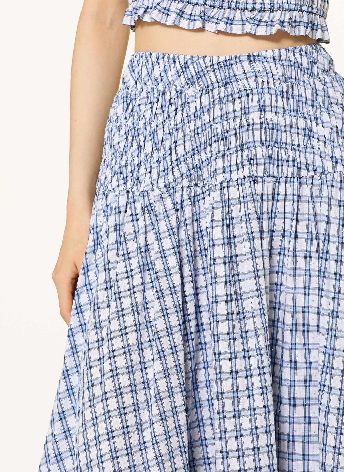 maje Rock mit Schmucksteinen: HELLBLAU / DUNKELBLAU / WEISS