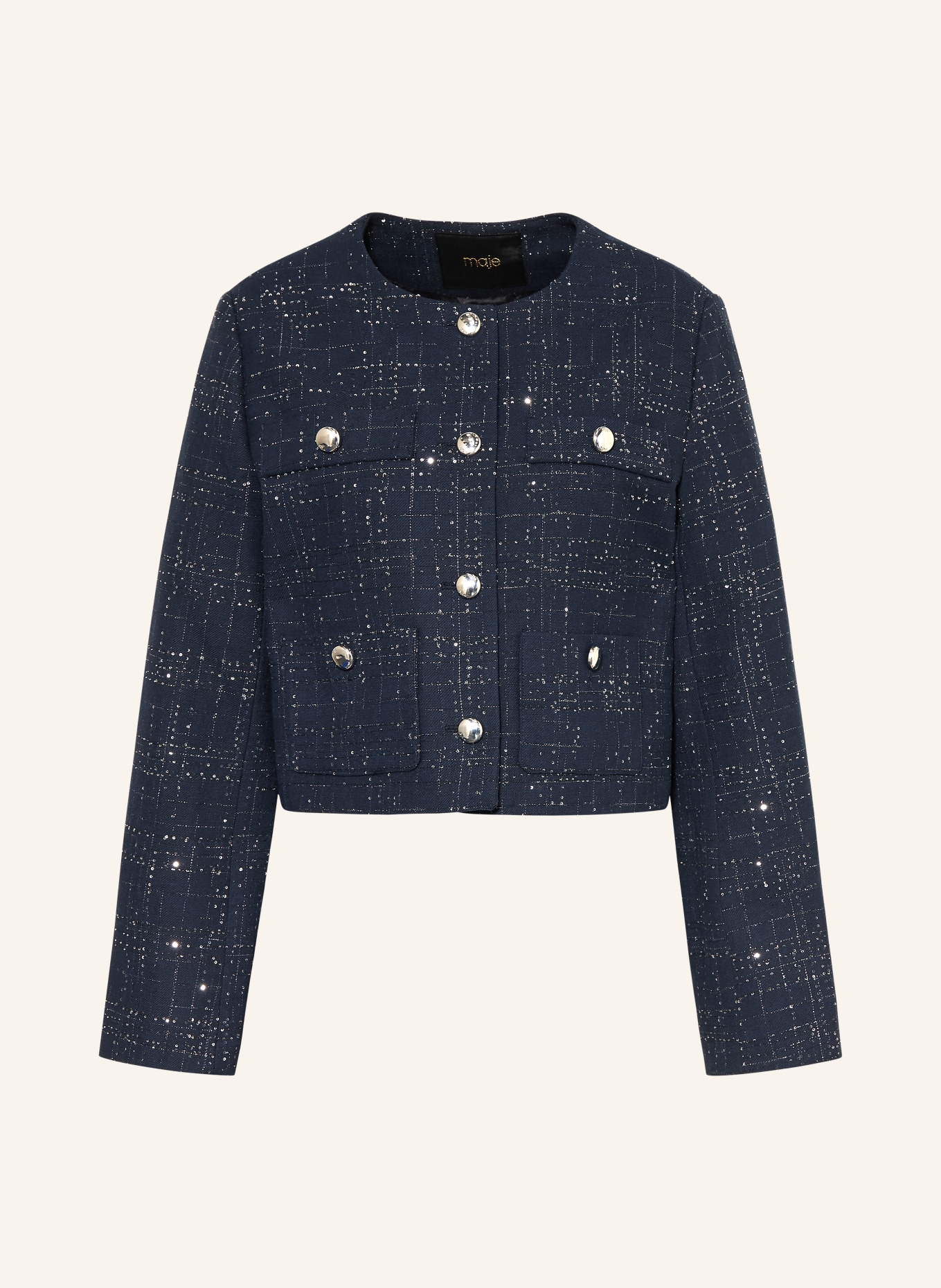 maje Kastenjacke mit Glitzergarn und Pailletten: DUNKELBLAU