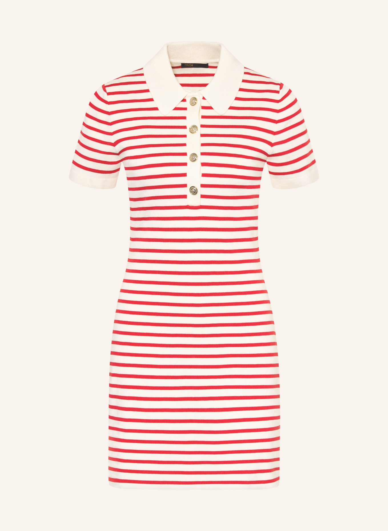 maje Strickkleid: ROT / CREME