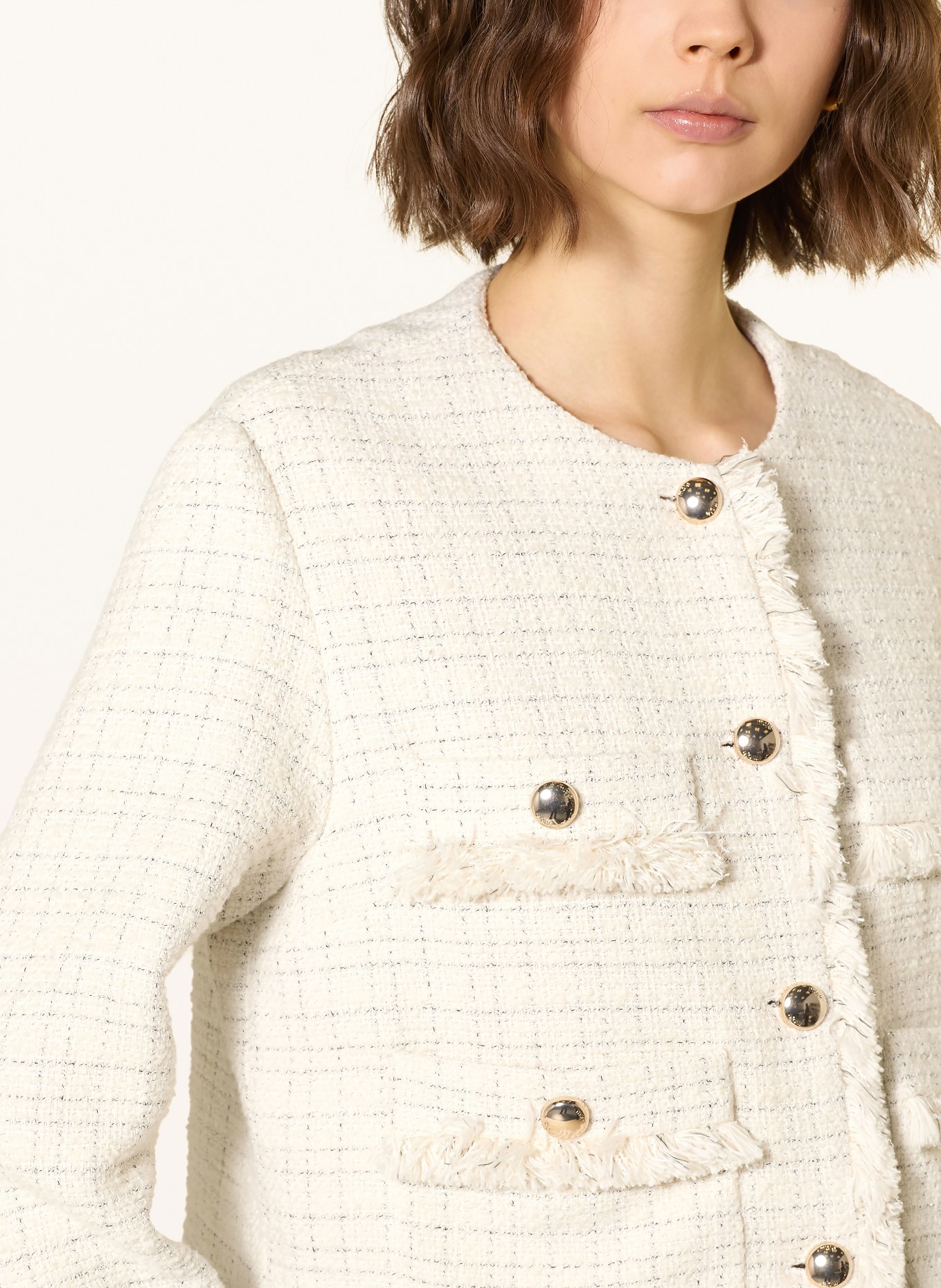 maje Marynarka z tweedu z błyszczącą przędzą: KREMOWY