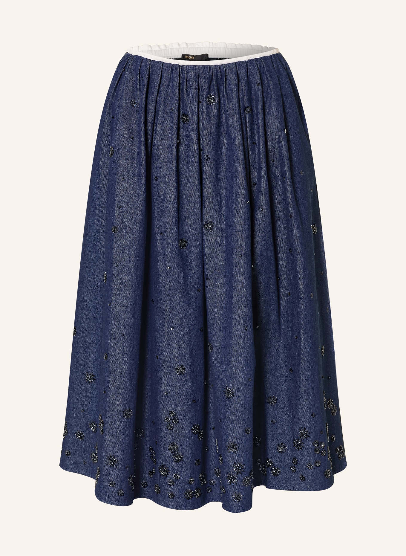 maje Jeansrock mit Pailletten: DUNKELBLAU