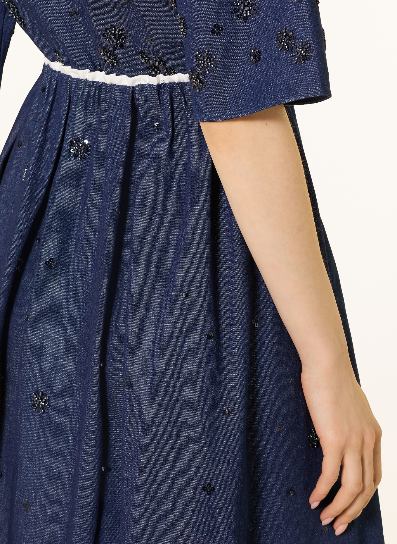 maje Jeansrock mit Pailletten: DUNKELBLAU