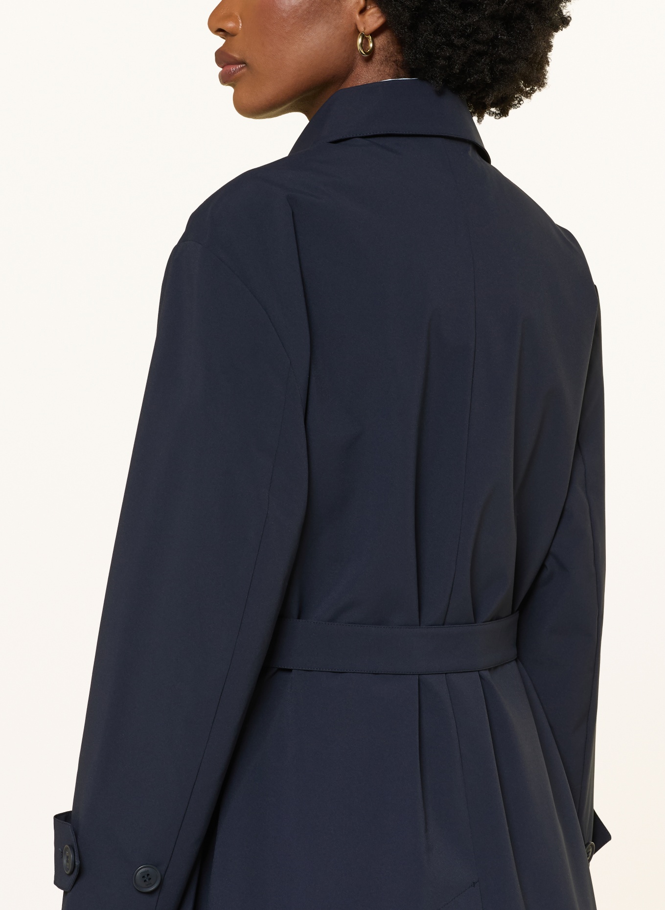 maje Regenmantel mit abnehmbarer Kapuze und Schmucksteinen: DUNKELBLAU