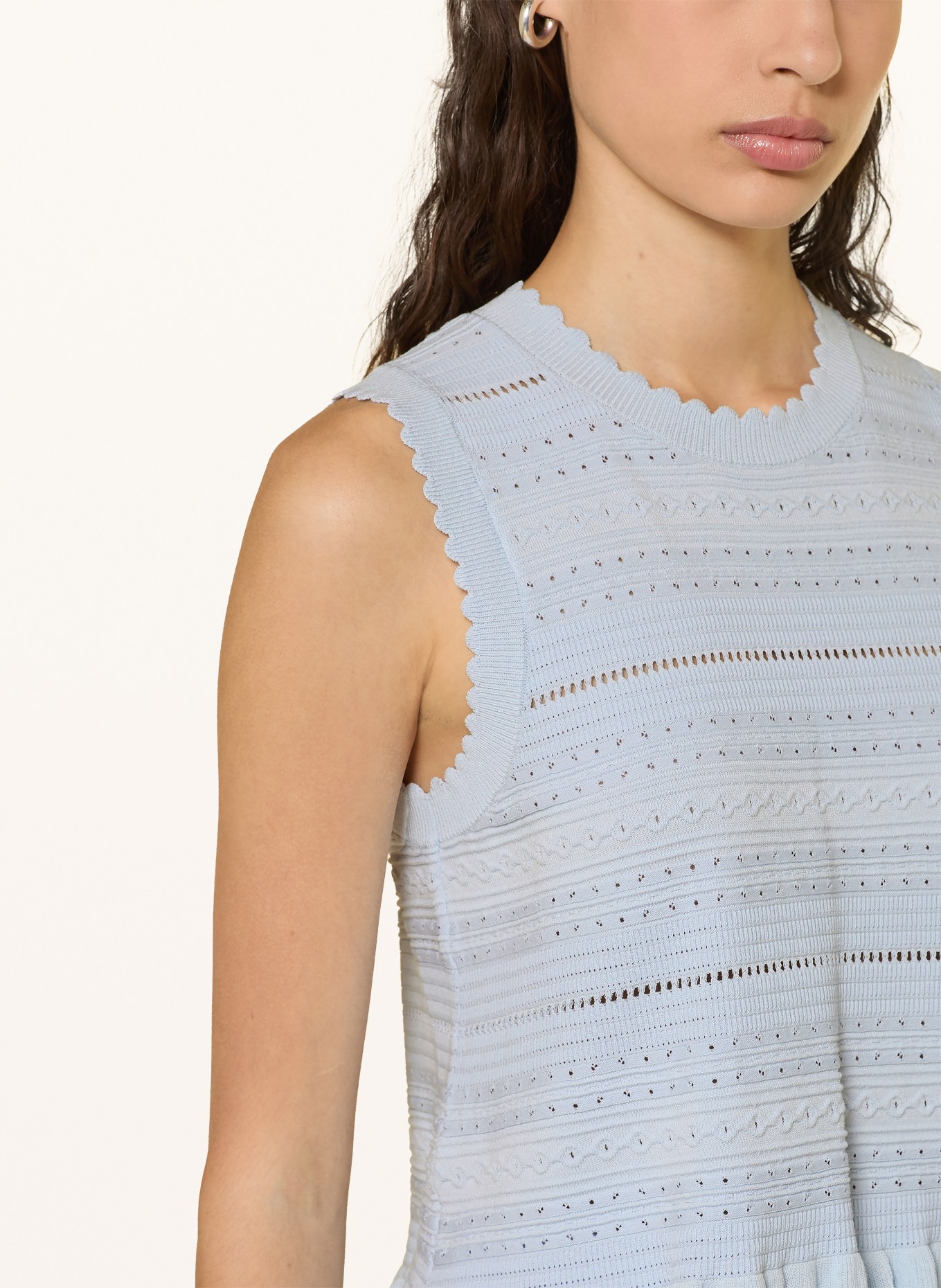 maje Dzianinowy top z falbanami: JASNONIEBIESKI