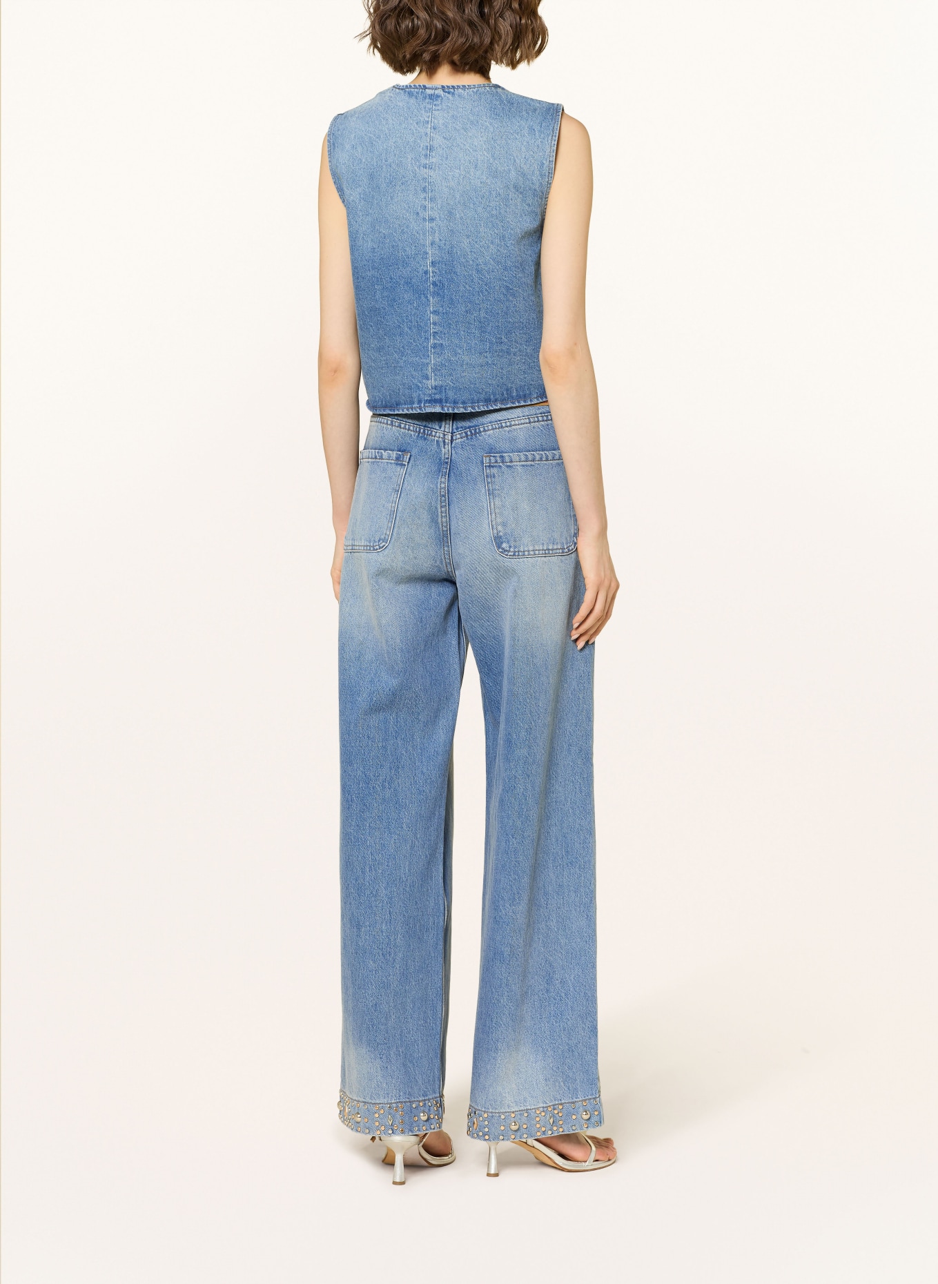 SANDRO Kamizelka jeansowa z nitami: JASNONIEBIESKI