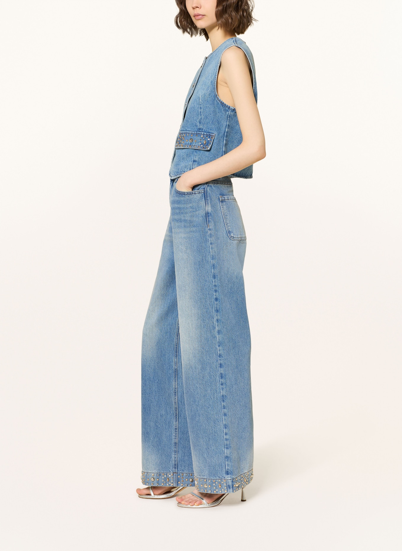 SANDRO Dżinsy z szerokimi nogawkami i nitami: 4785 BLUE JEAN