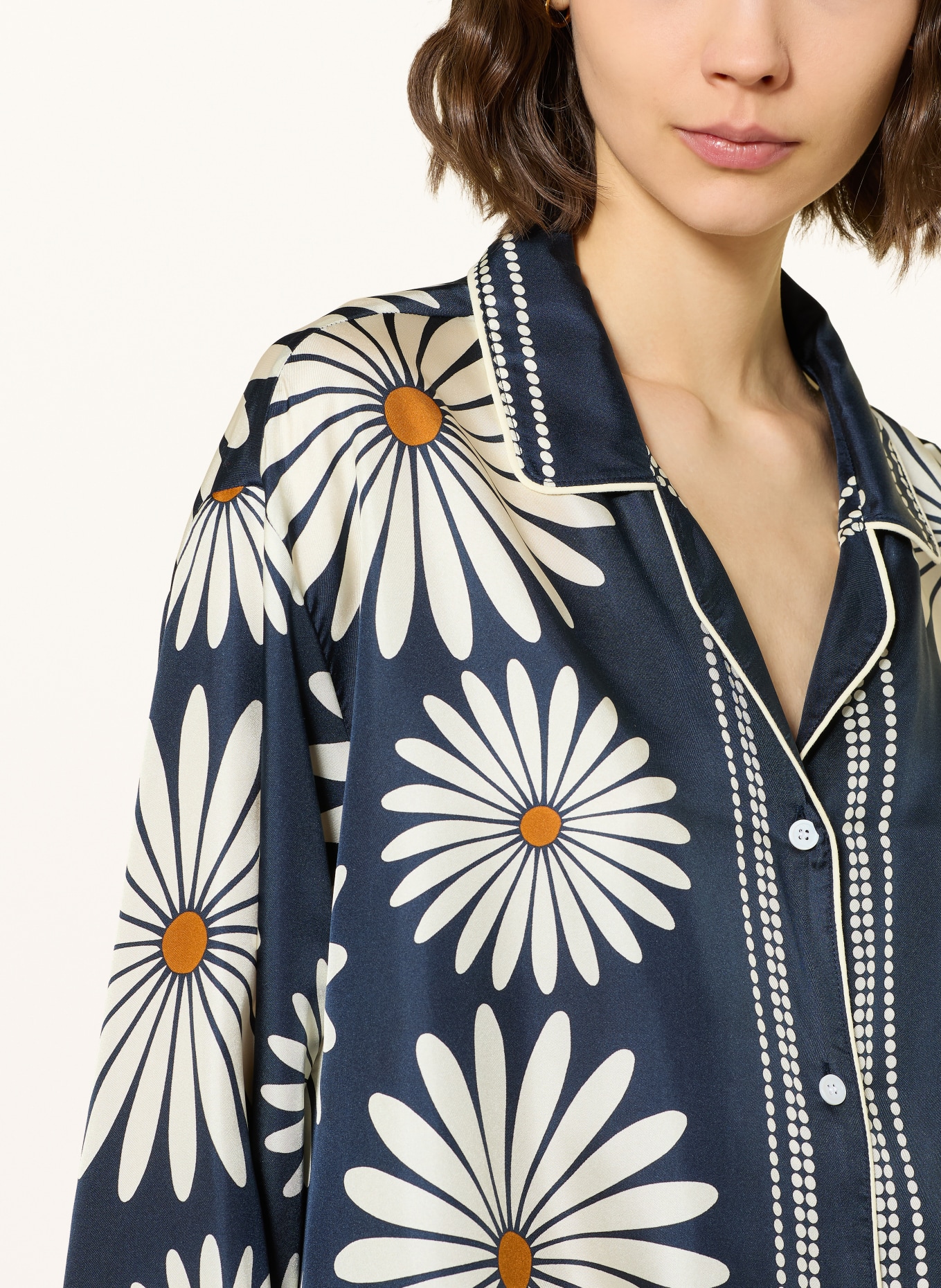 SANDRO jedwabna bluzka: GRANATOWY / KONIAKOWY / ECRU