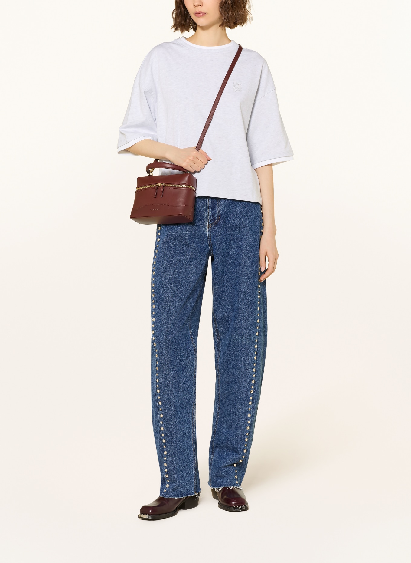 SANDRO T-Shirt: HELLGRAU / WEISS