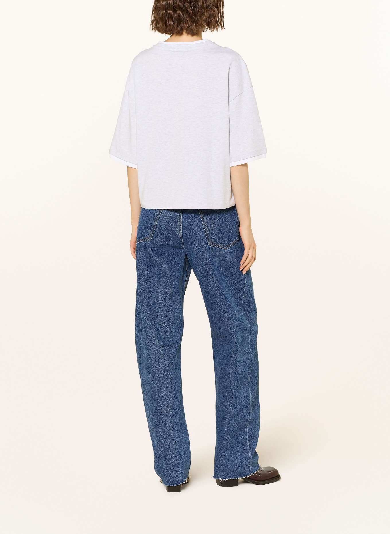 SANDRO T-Shirt: HELLGRAU / WEISS