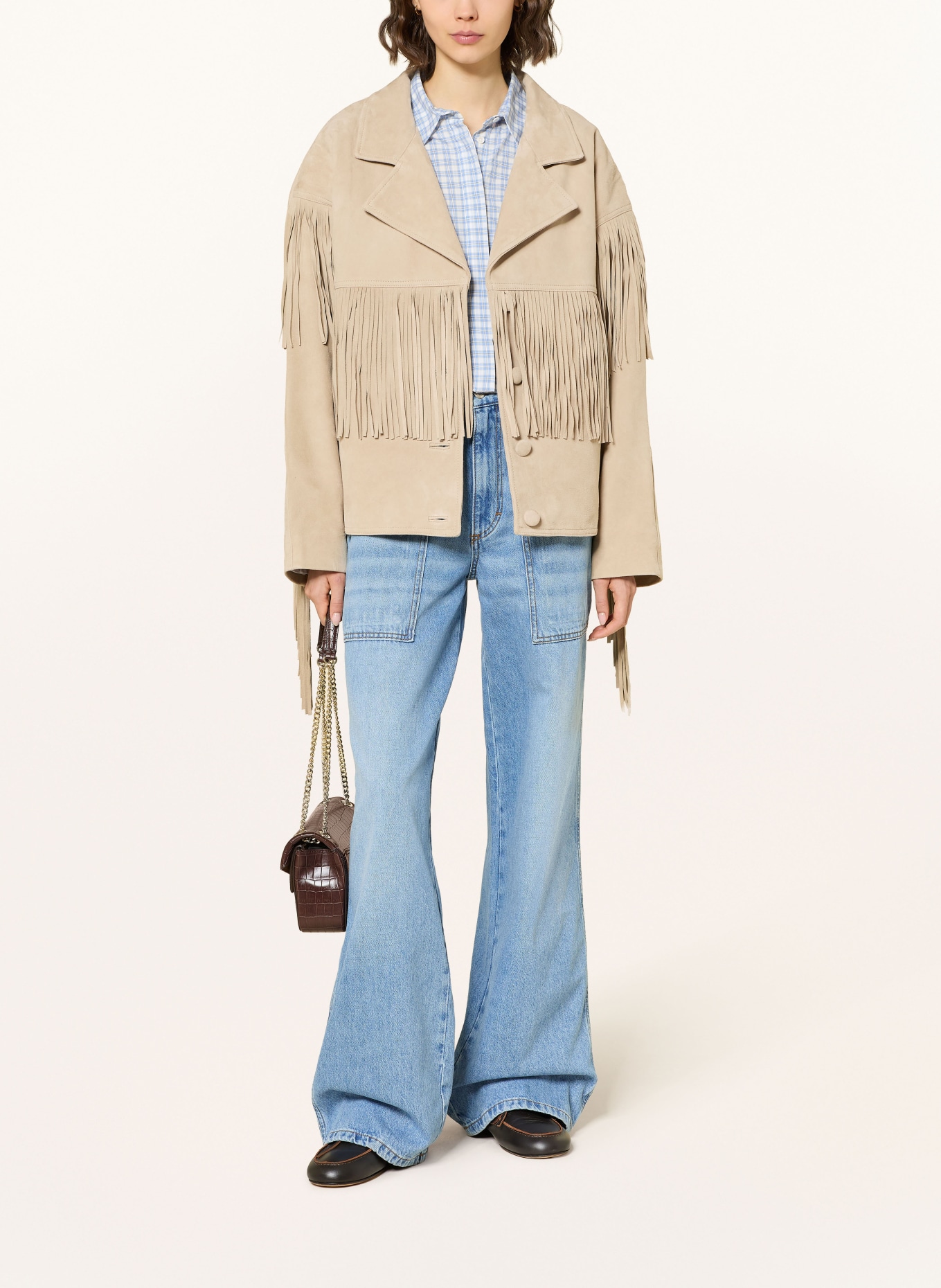 SANDRO Lederjacke: BEIGE