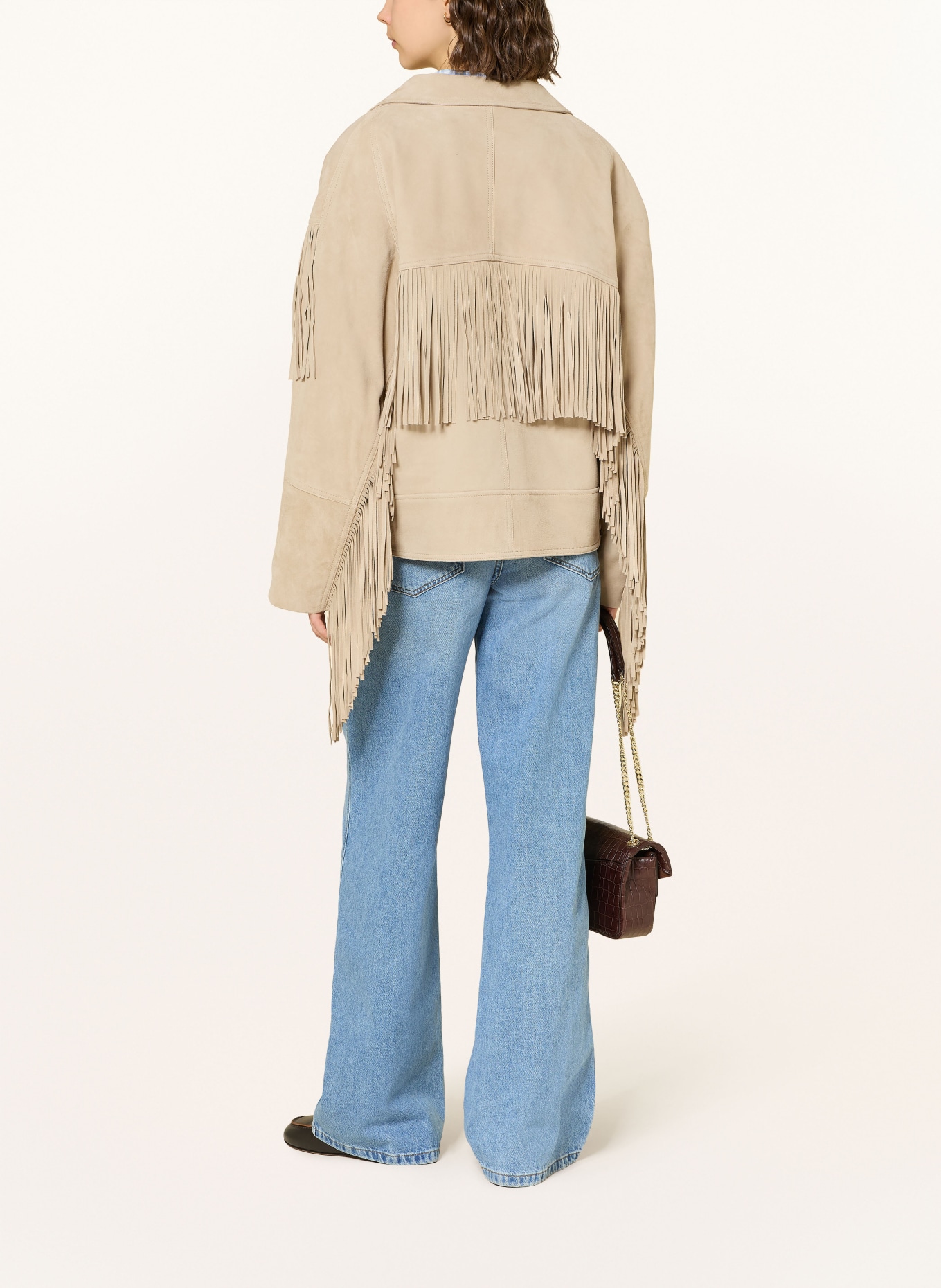 SANDRO Lederjacke: BEIGE