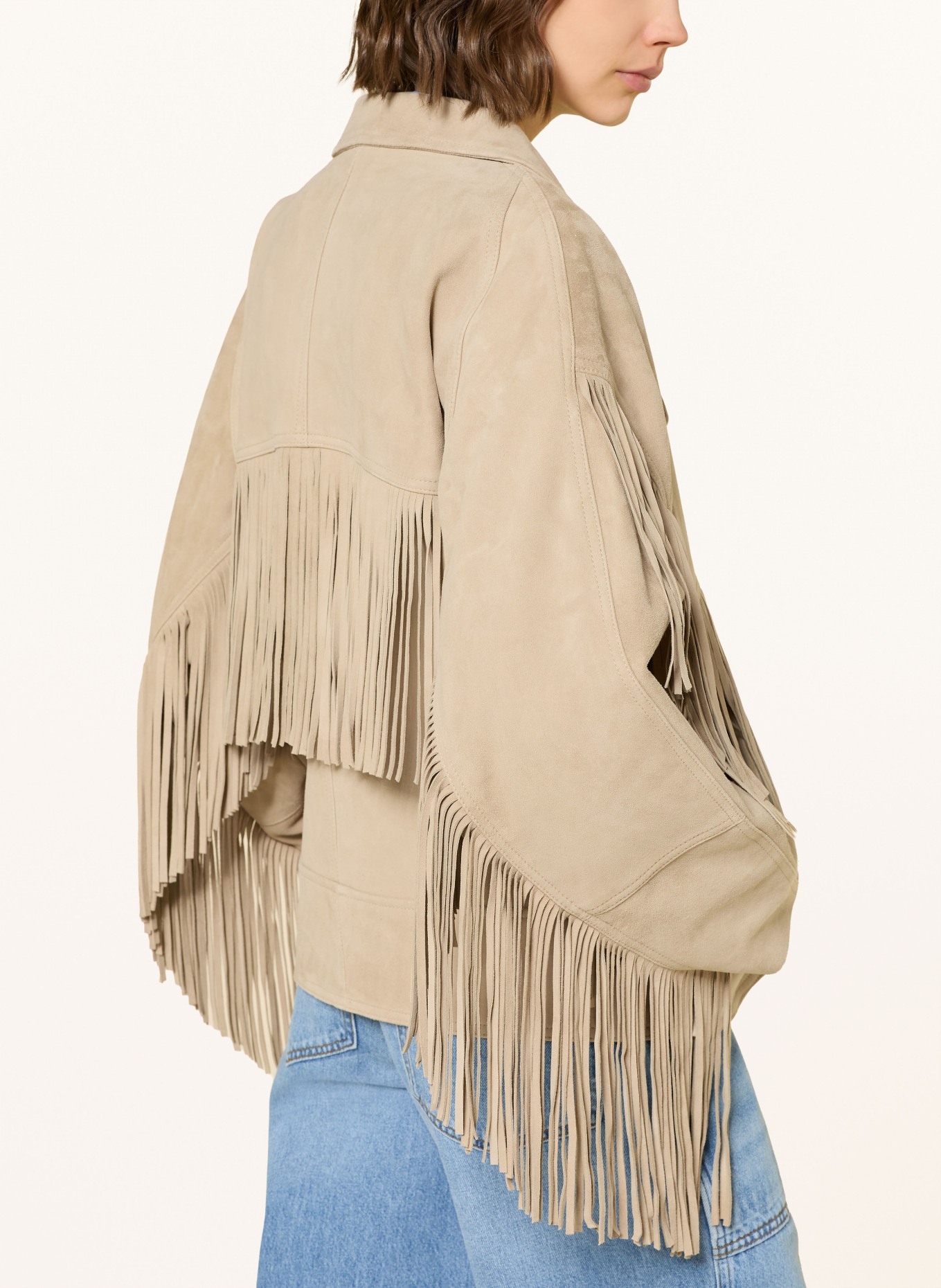 SANDRO Lederjacke: BEIGE