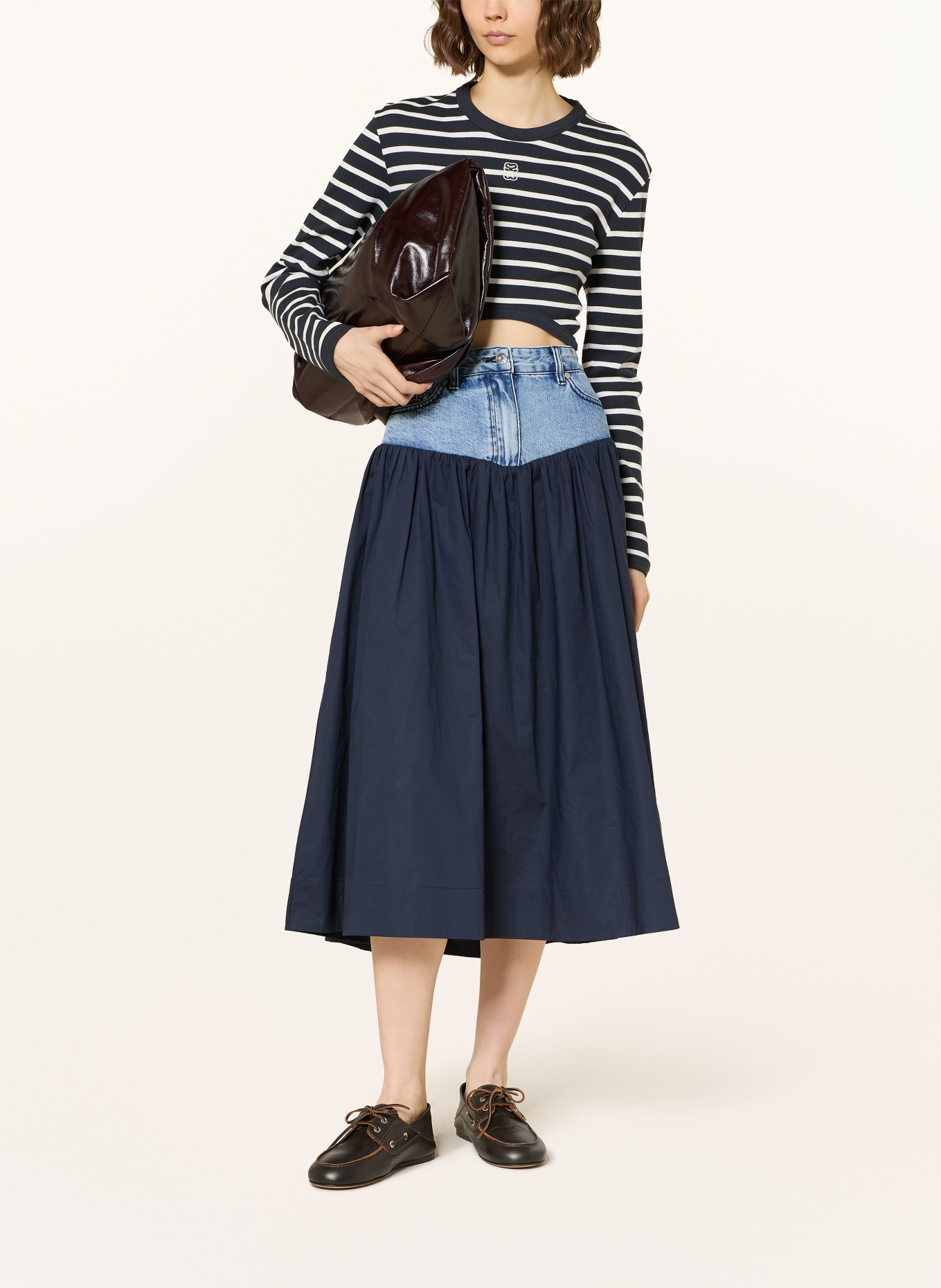 SANDRO Rock im Materialmix: DUNKELBLAU / HELLBLAU