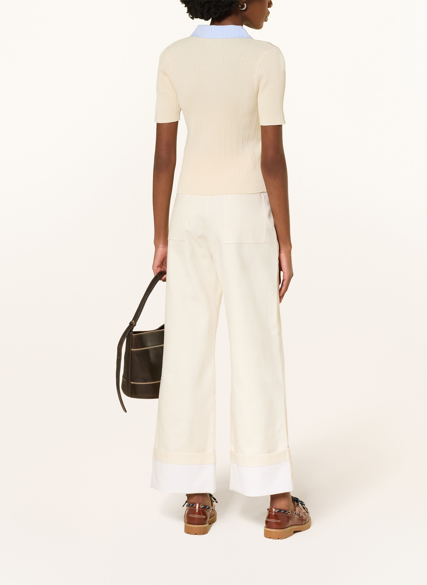 CLAUDIE PIERLOT Strickjacke im Materialmix: ECRU / HELLBLAU