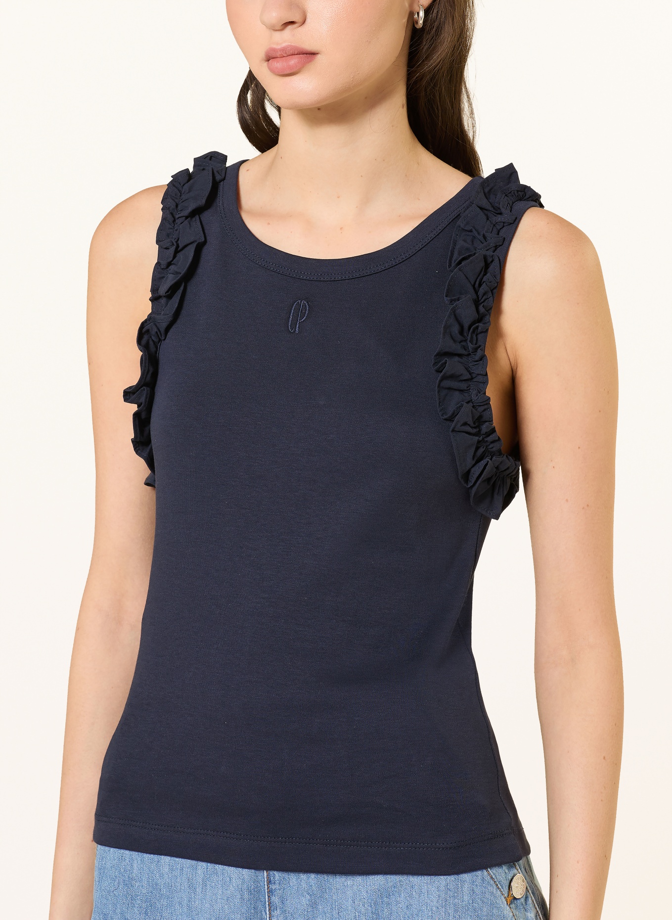 CLAUDIE PIERLOT Bluzka z falbanami: GRANATOWY