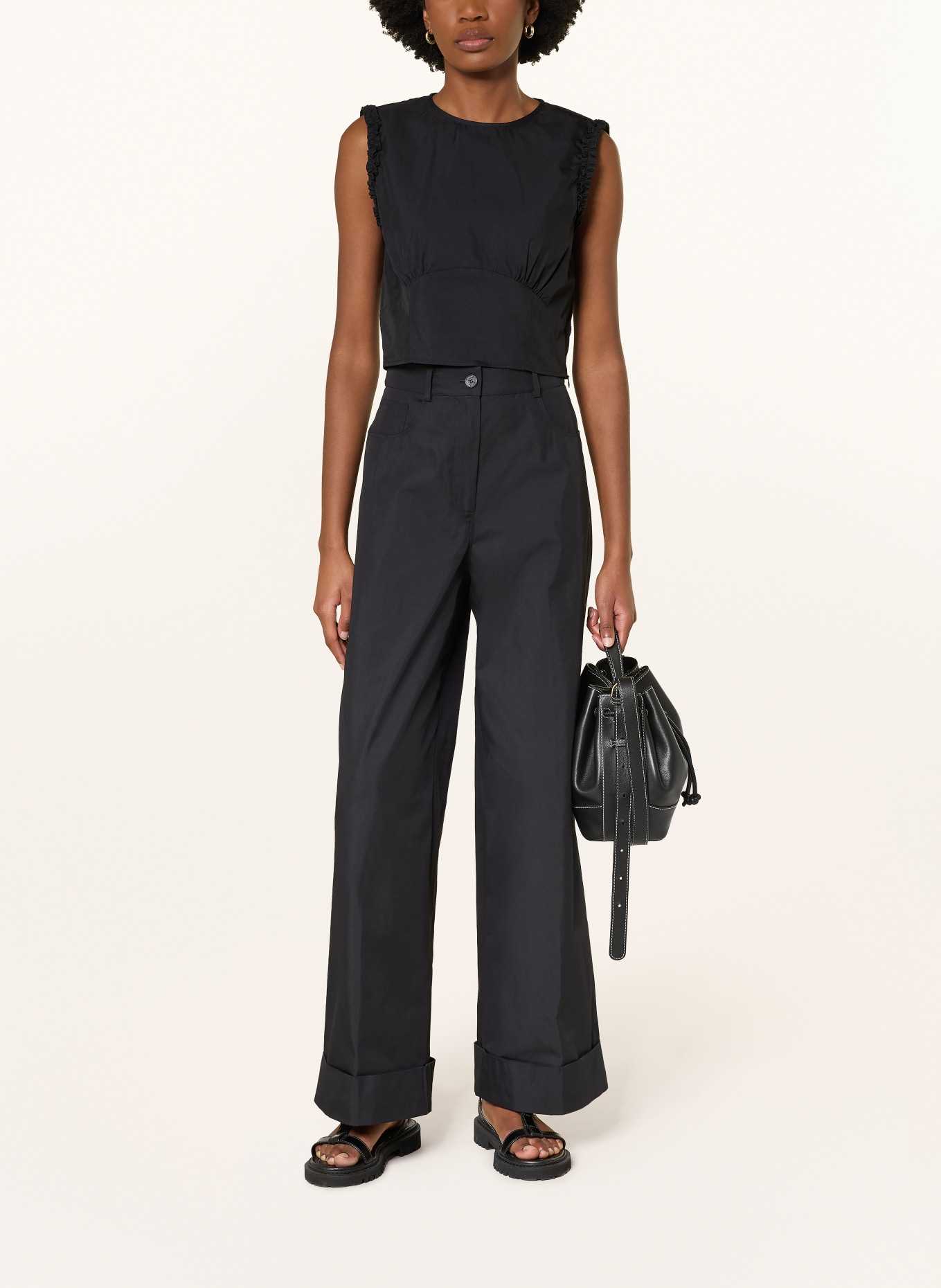 CLAUDIE PIERLOT Cropped-Top mit Rüschen: DUNKELBLAU