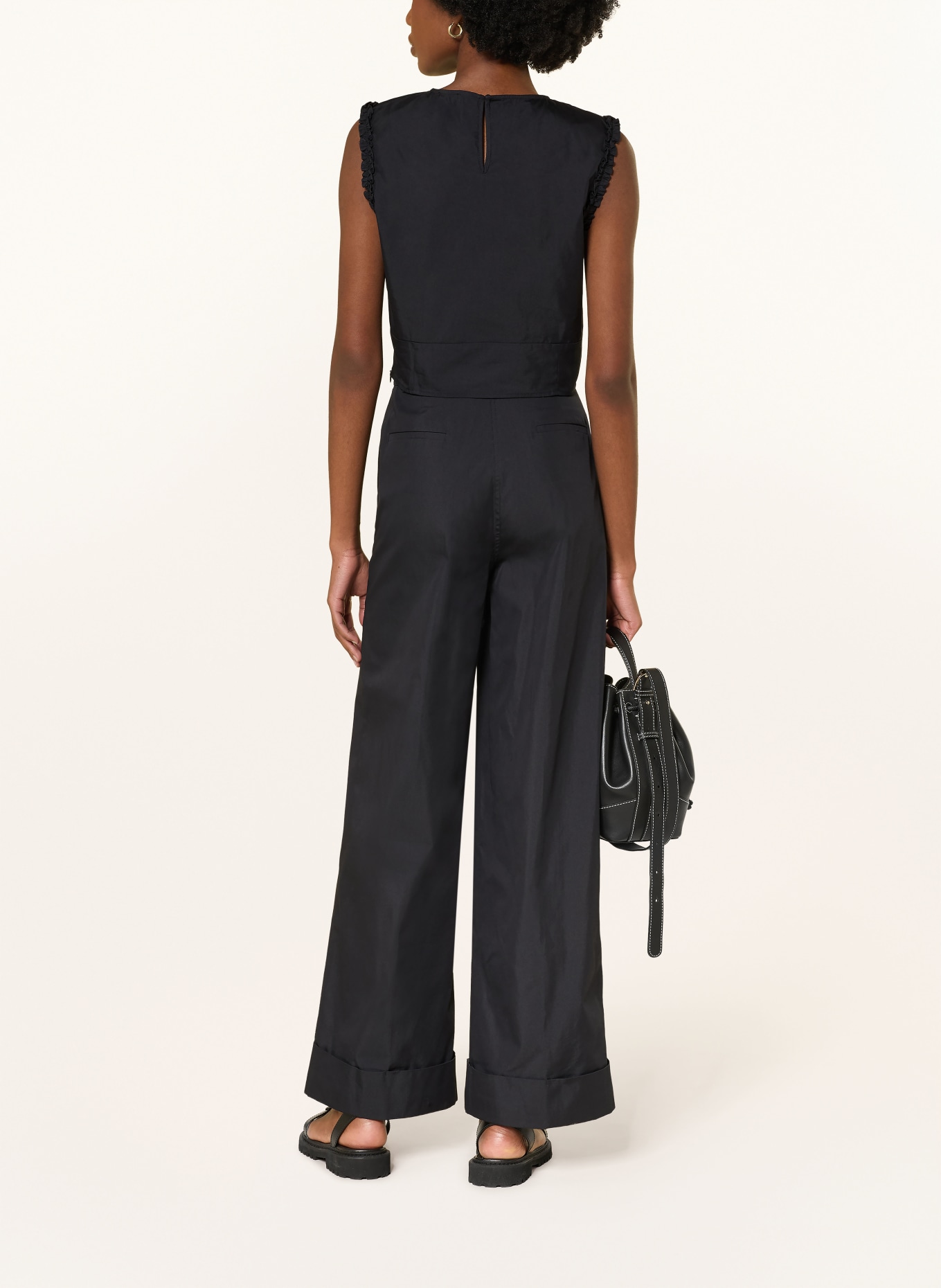 CLAUDIE PIERLOT Cropped-Top mit Rüschen: DUNKELBLAU