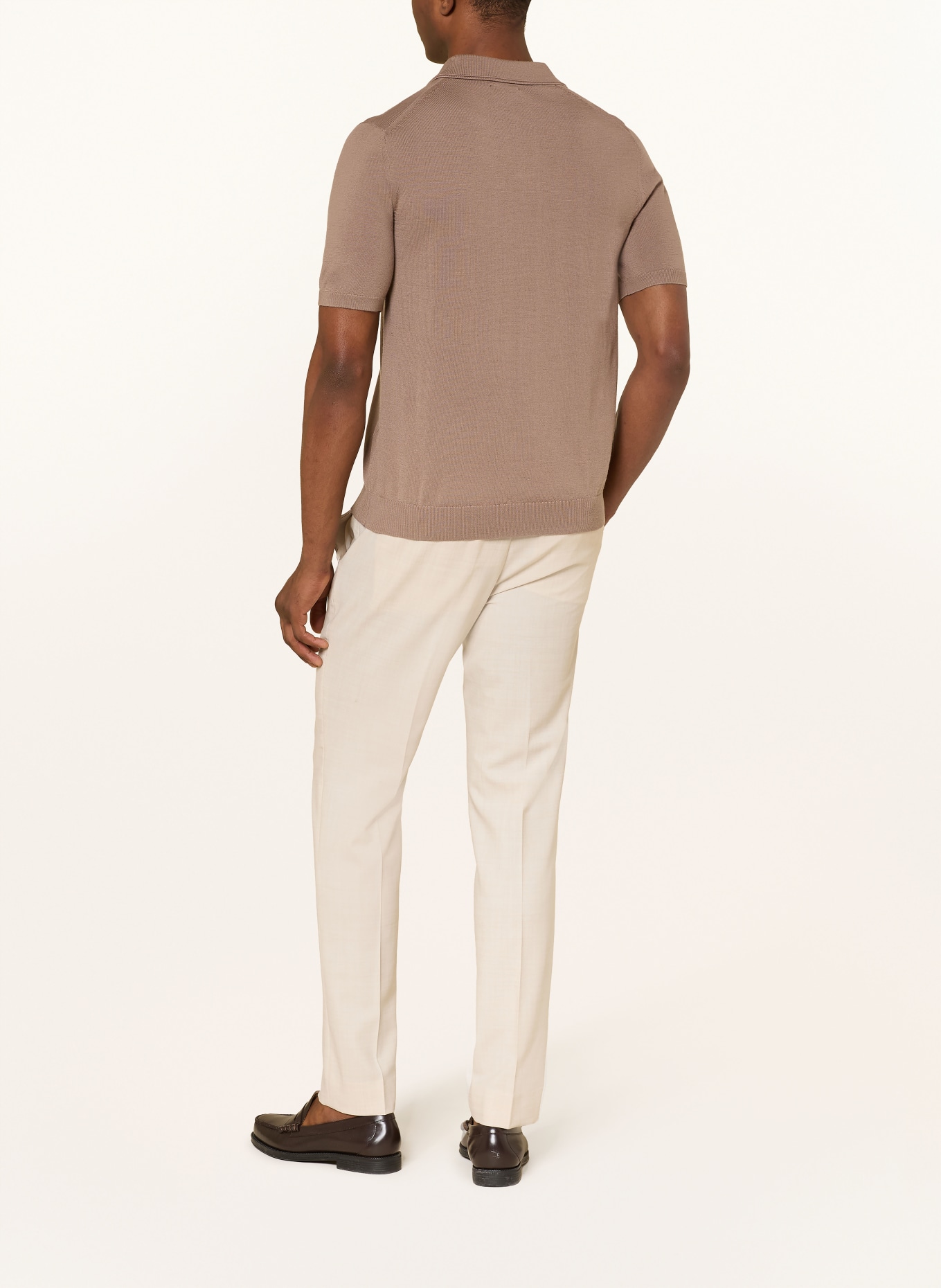 REISS Strick-Poloshirt DUCHIE aus Merinowolle: CAMEL