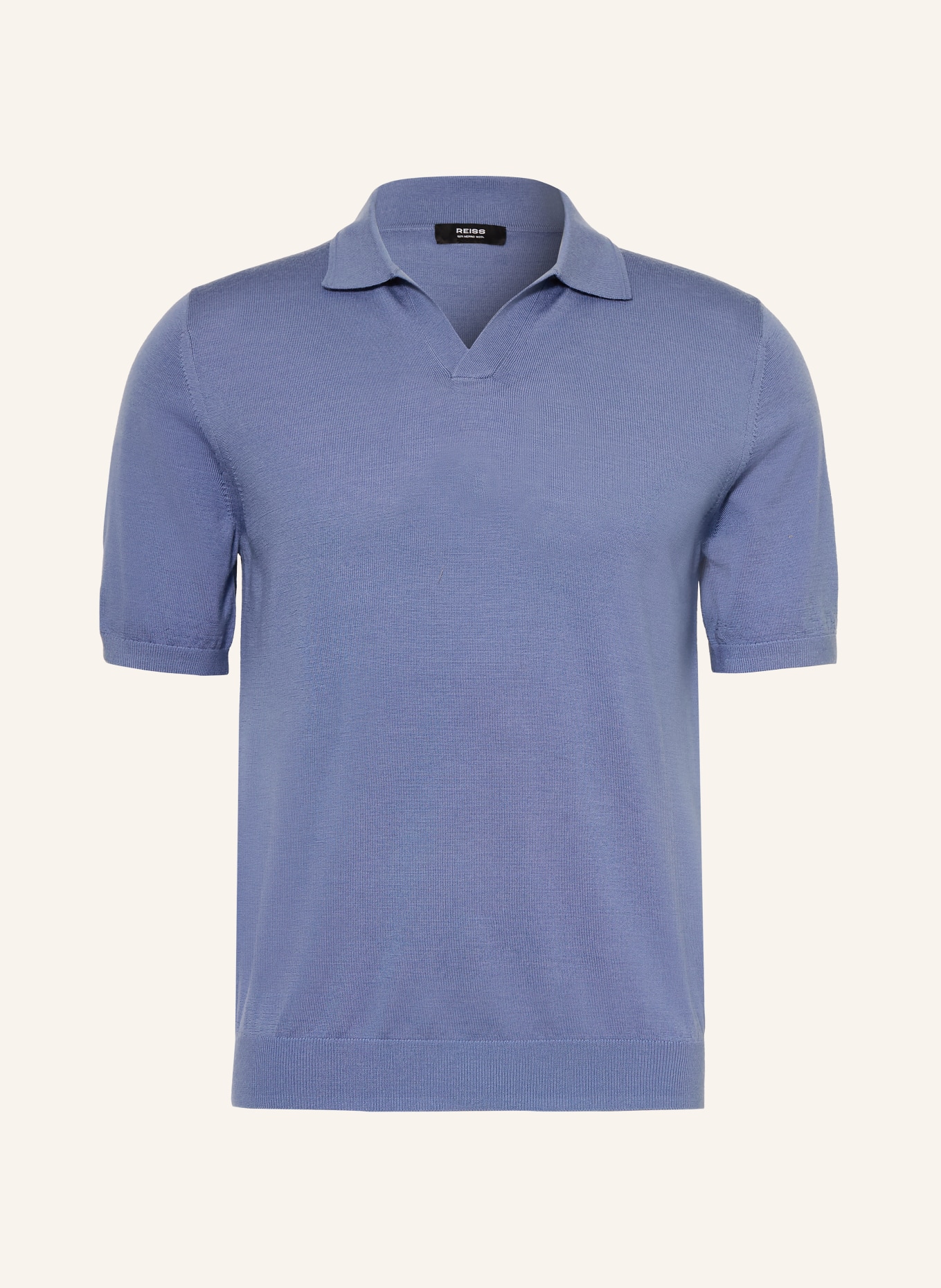 REISS Strick-Poloshirt DUCHIE aus Merinowolle: BLAU