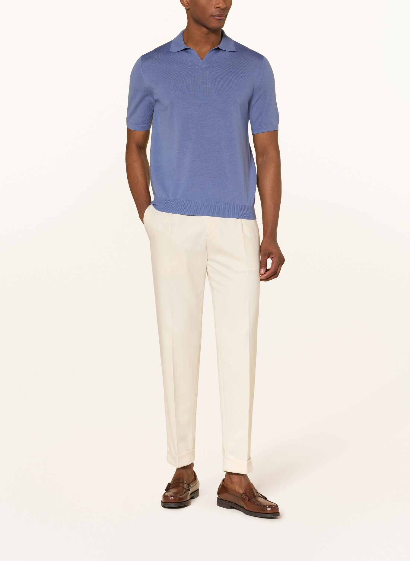 REISS Strick-Poloshirt DUCHIE aus Merinowolle: BLAU