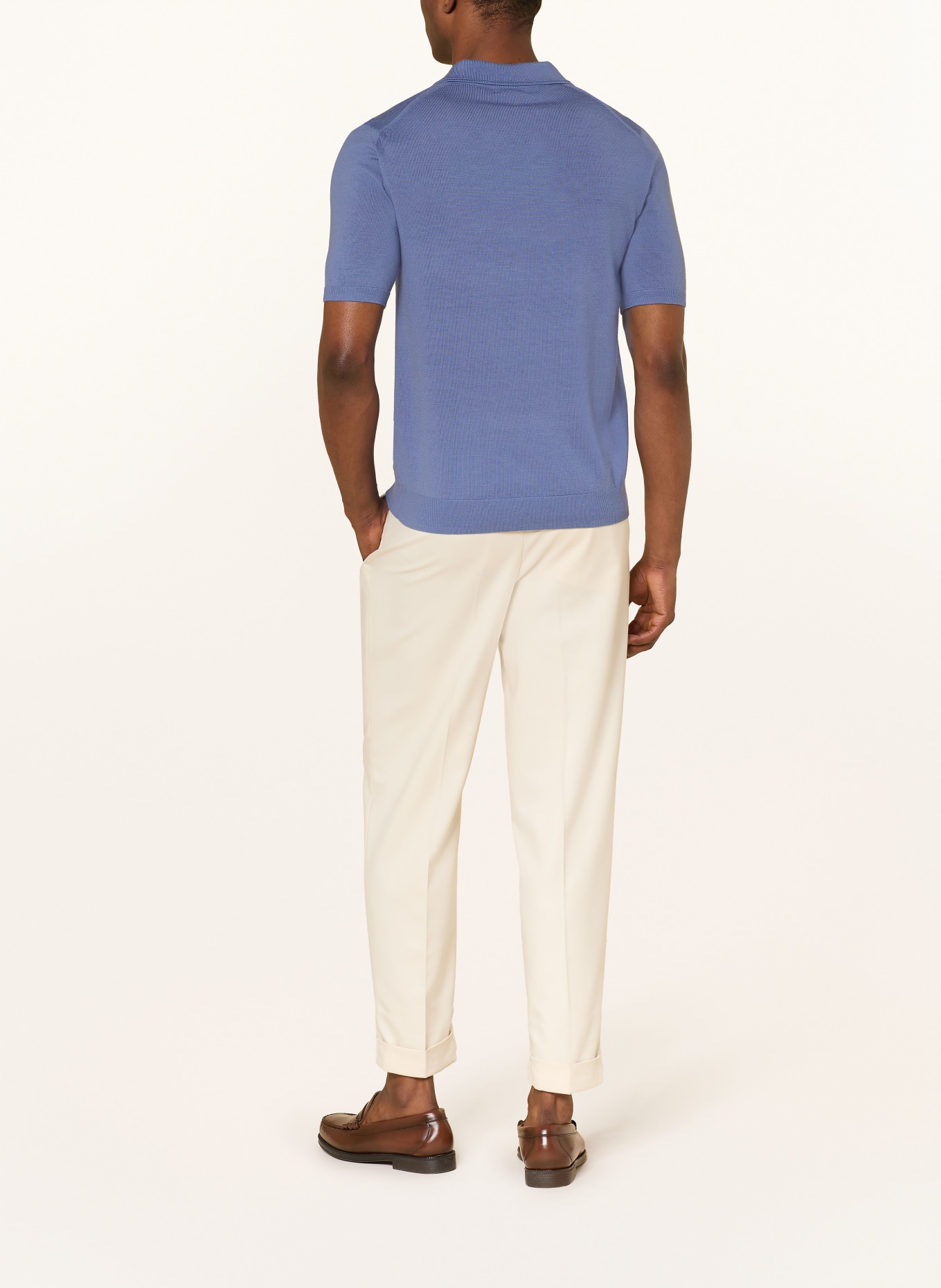 REISS Strick-Poloshirt DUCHIE aus Merinowolle: BLAU