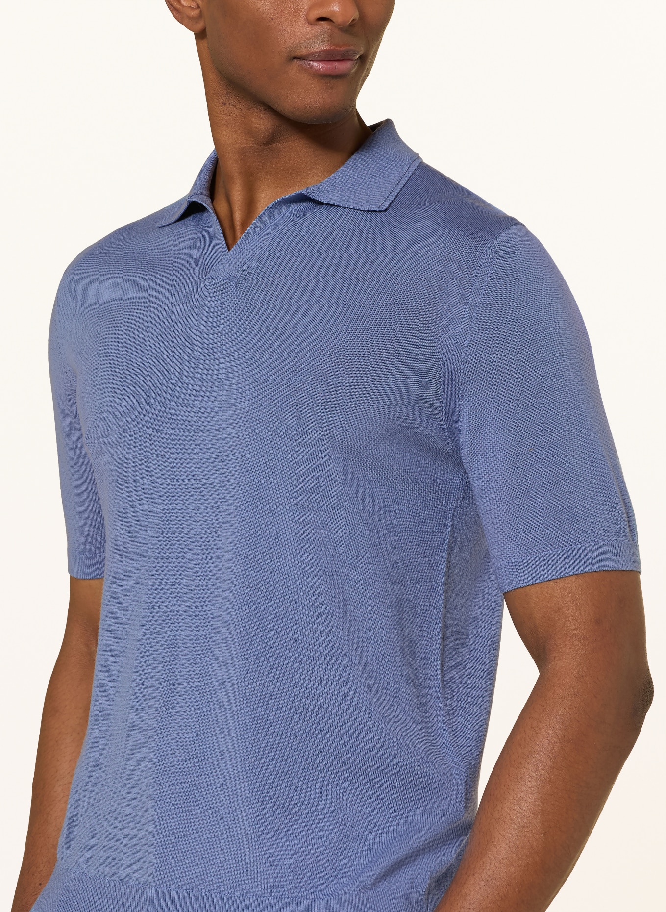 REISS Strick-Poloshirt DUCHIE aus Merinowolle: BLAU