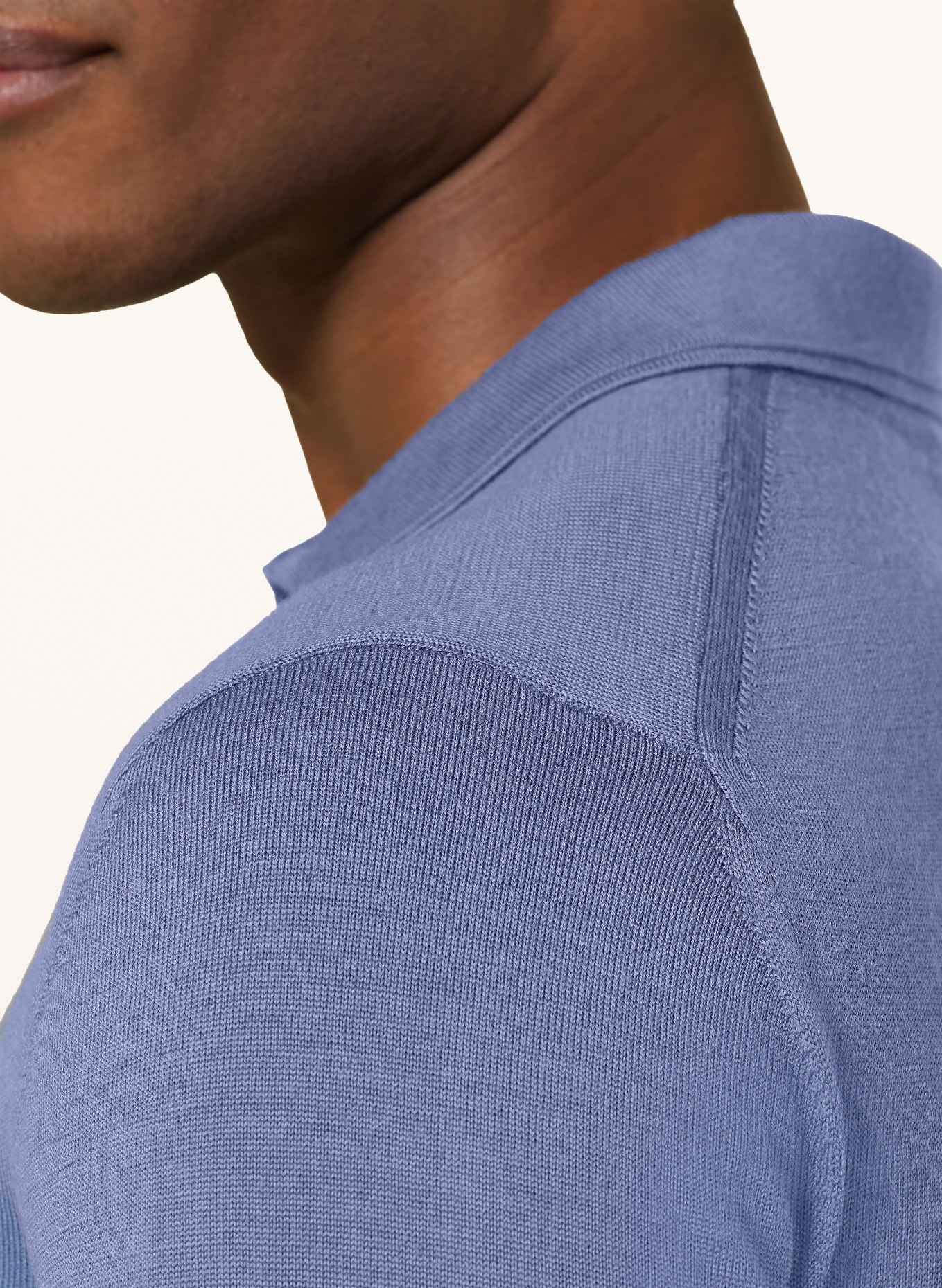 REISS Strick-Poloshirt DUCHIE aus Merinowolle: BLAU