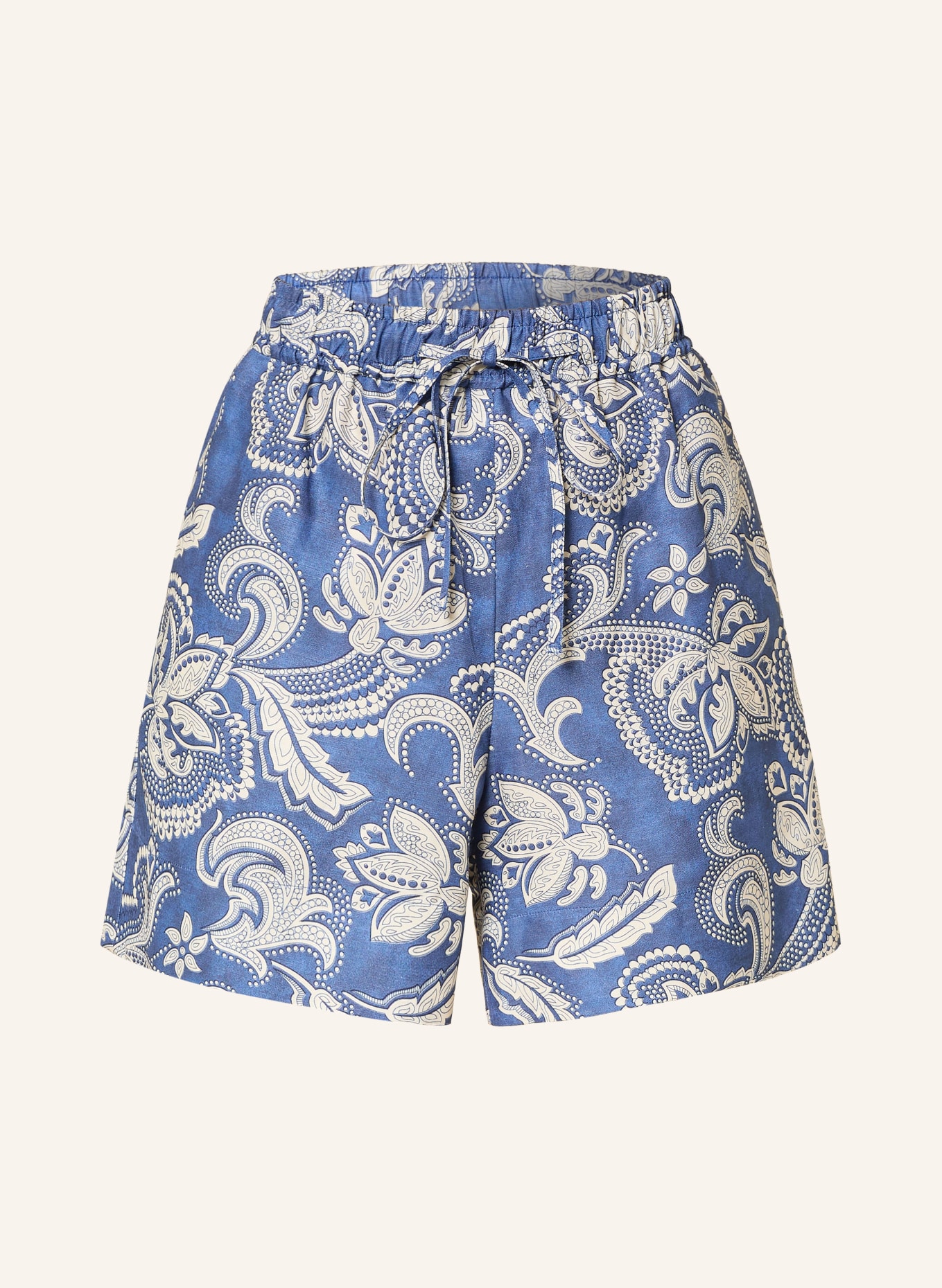 SANDRO Shorts mit Leinen: HELLBLAU / WEISS