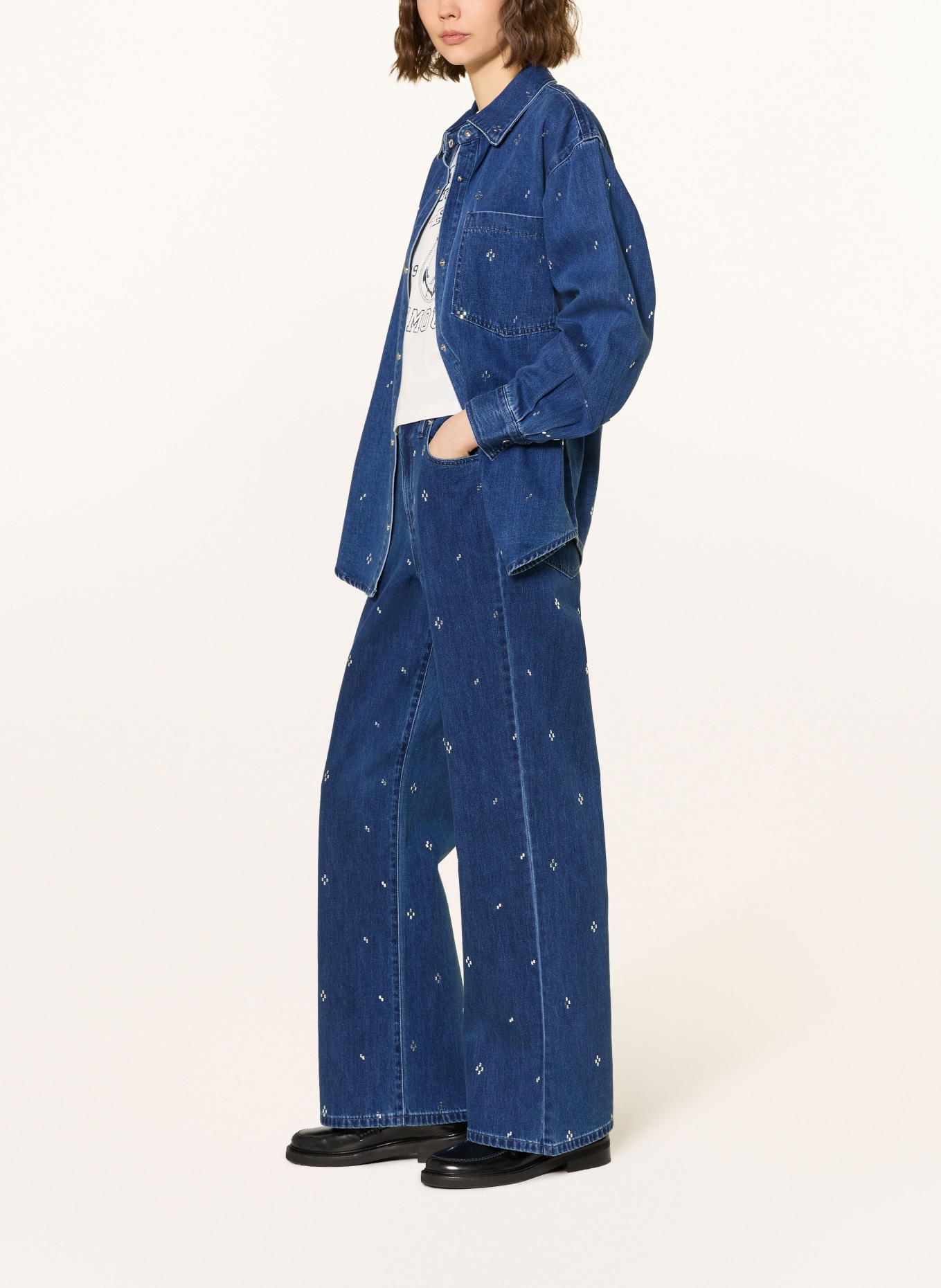 maje Straight Jeans mit Schmucksteinen: 0201 BLUE