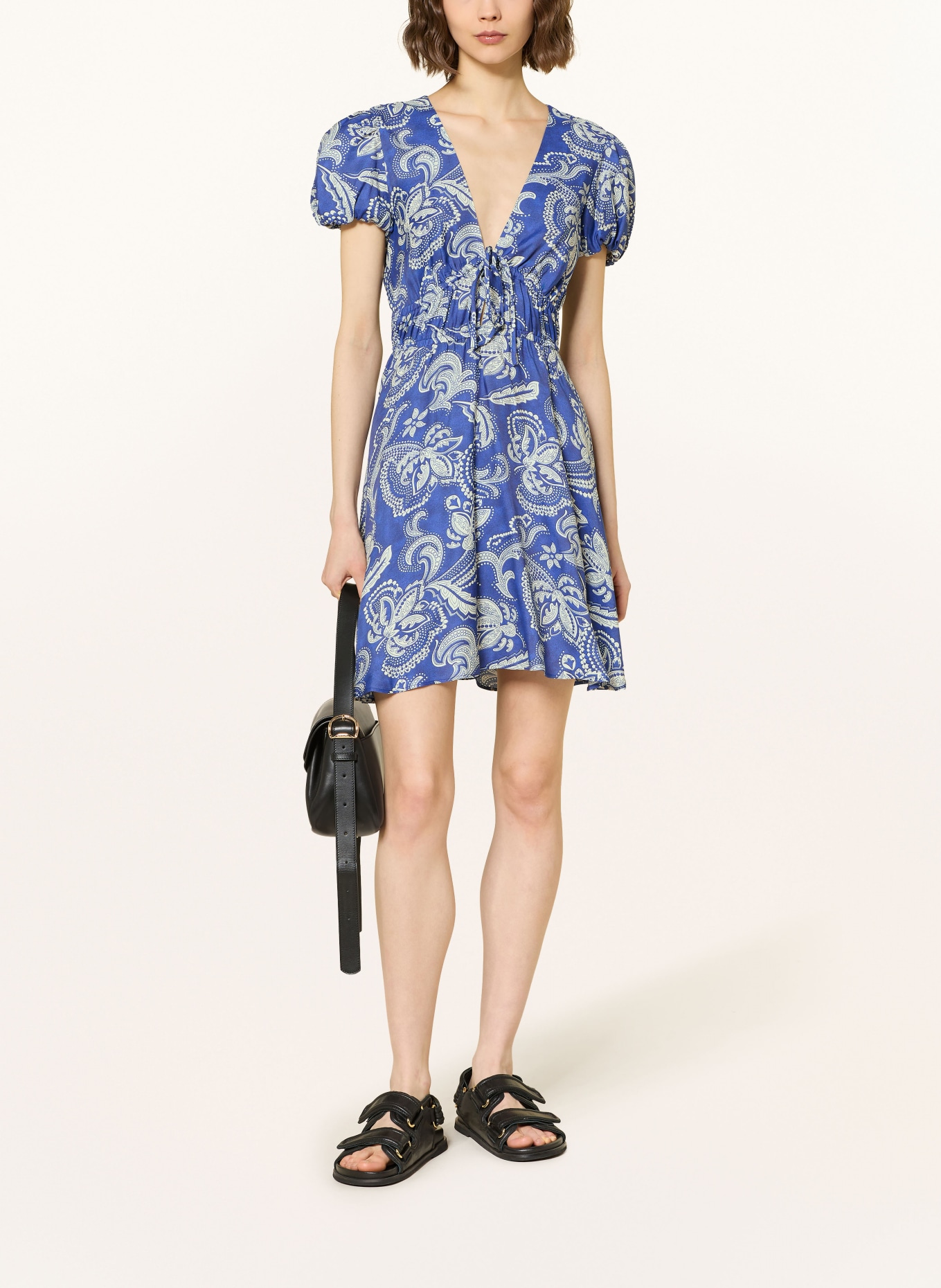 SANDRO sukienka: NIEBIESKI / ECRU