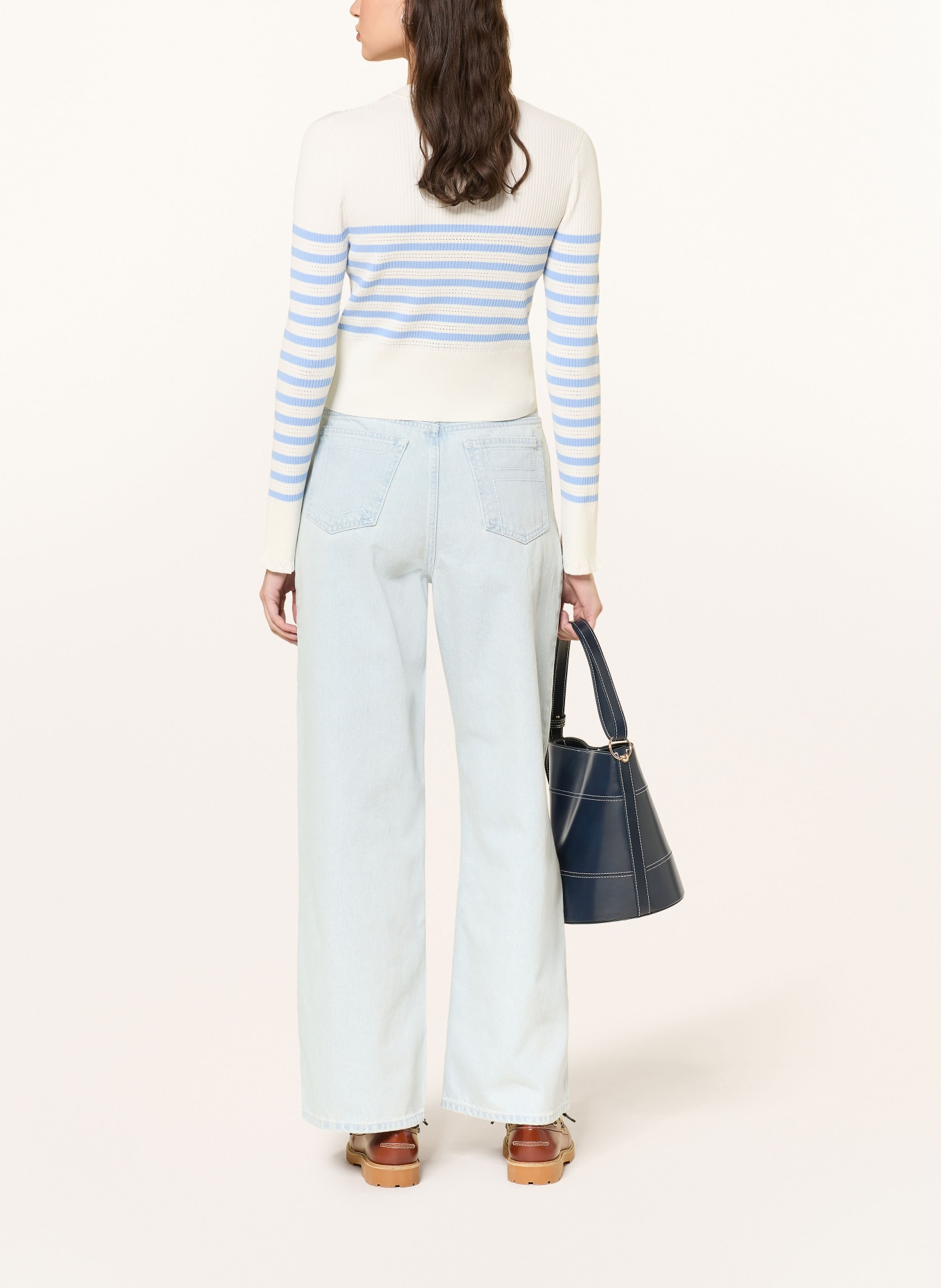 CLAUDIE PIERLOT Pullover mit Cut-outs: ECRU / HELLBLAU