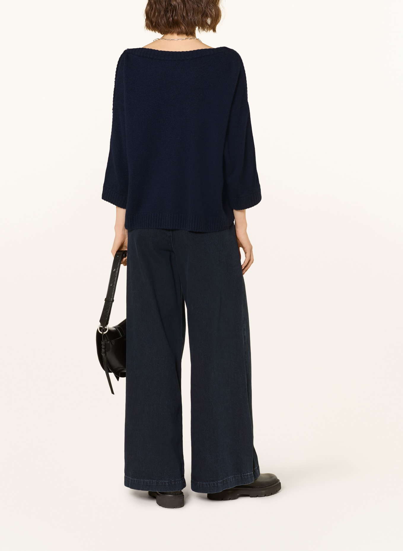 ba&sh Kašmírový svetr s 3/4 rukávy: TMAVĚ MODRÁ